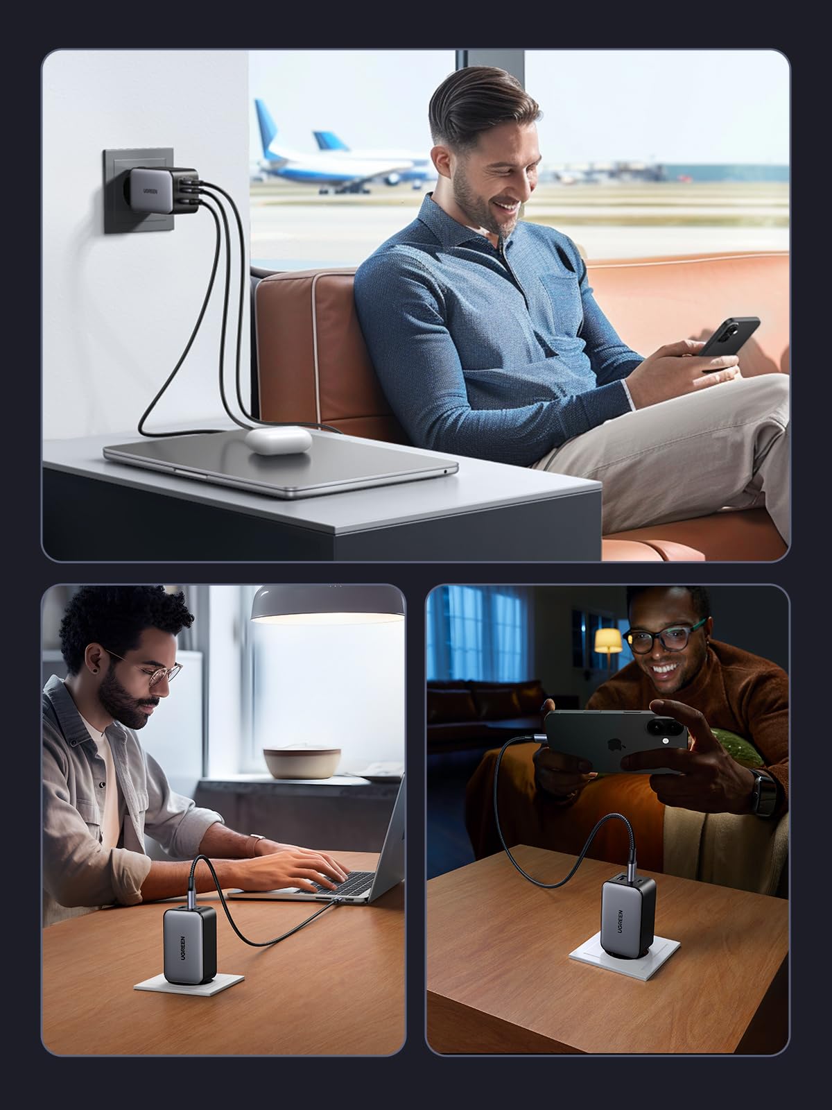 UGREEN Nexode 65W Caricatore USB C con 3 Porte di Ricarica Rapida