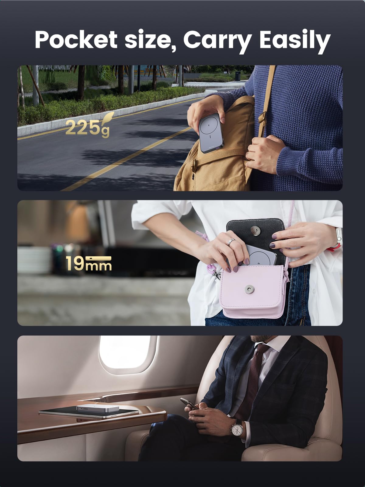 UGREEN Magnetic Wireless Power Bank 10000mAh Space Gray