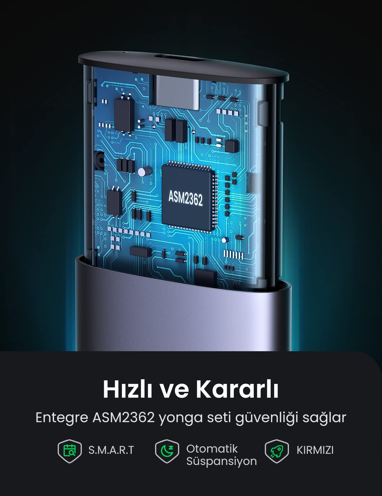 UGREEN USB-C dişi – M.2 M-Key SSD Kutusu (10G, C to C Kablo ile)