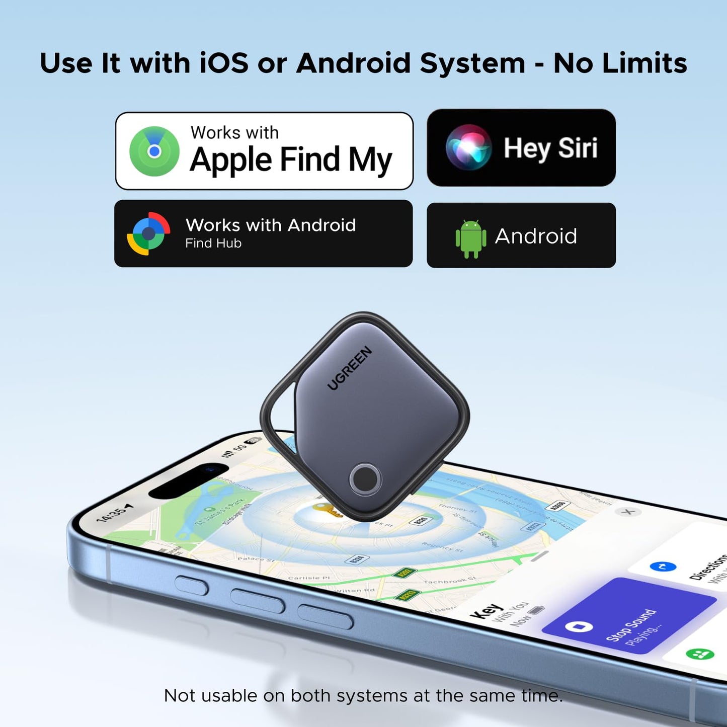 UGREEN FineTrack Duo for iOS or Android, Dual System USB-C Rechargeable