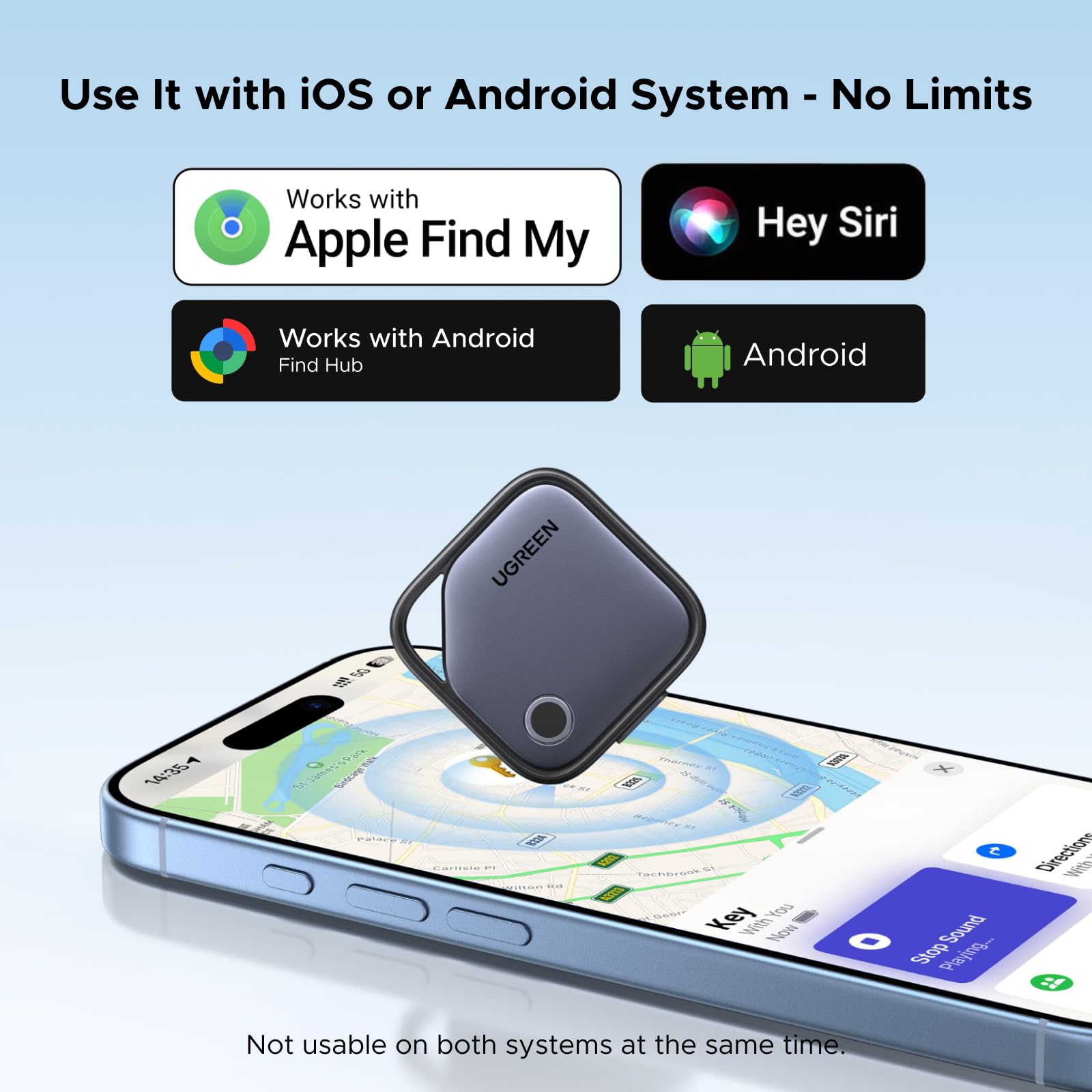 UGREEN FineTrack Duo for iOS or Android, Dual System USB-C Rechargeable