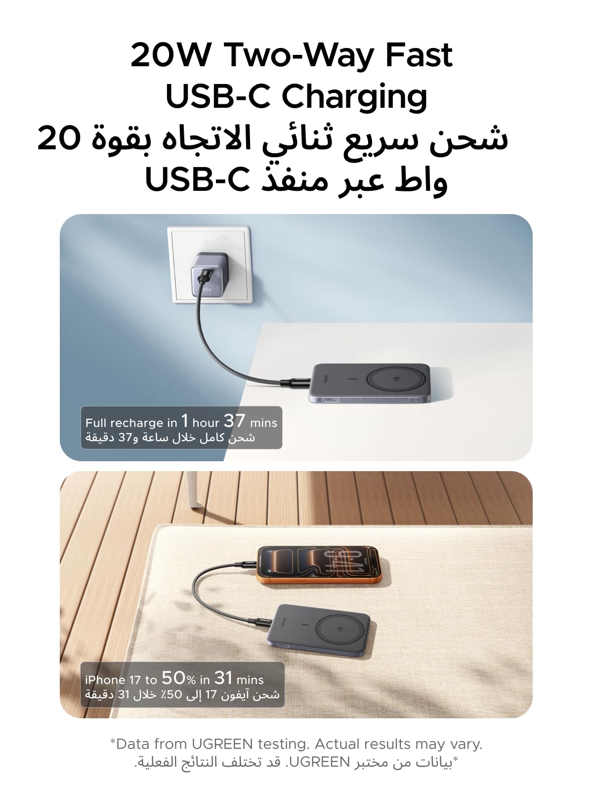 UGREEN MagFlow Air Magnetic Power Bank 5000mAh 20W Space Gray