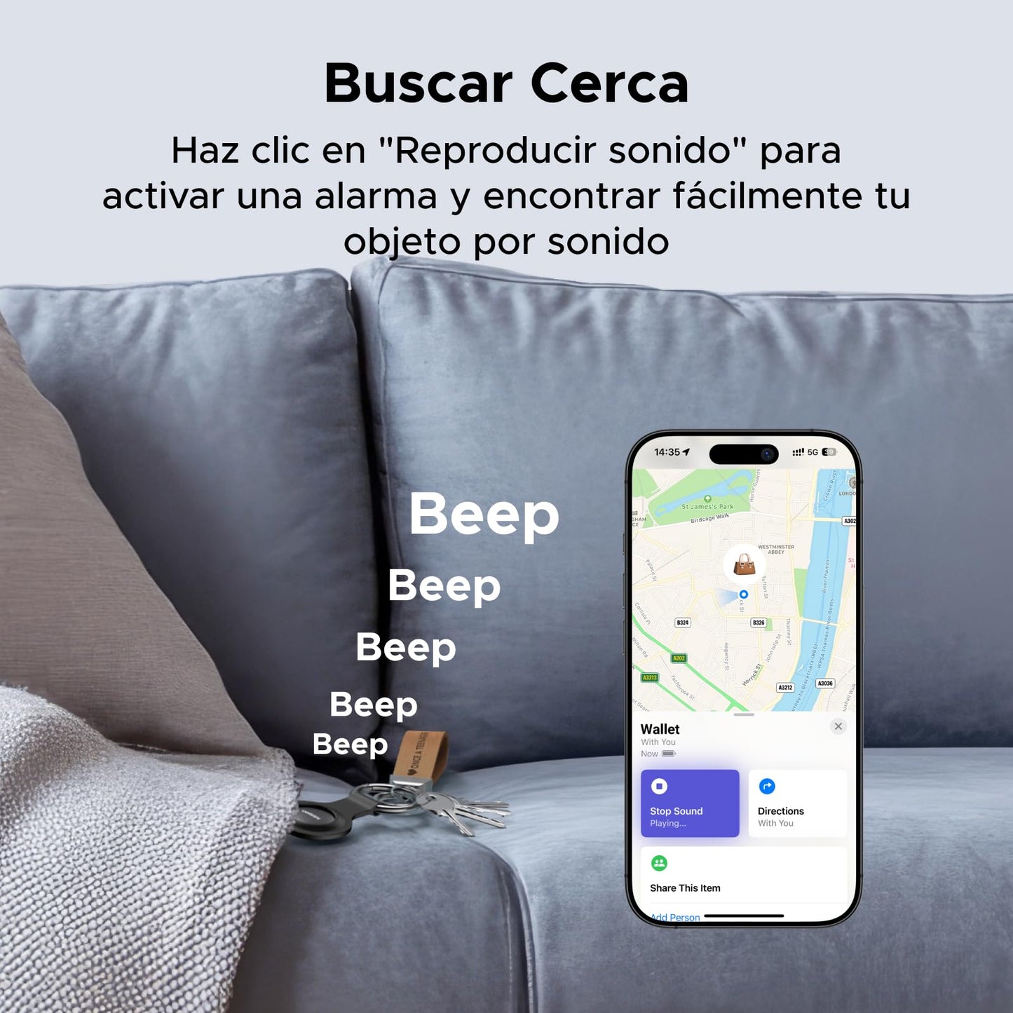 UGREEN FineTrack Mini Tag Localizador Bluetooth SmartTag Tracker Soporte iOS Batería de 18 Meses Rastreador