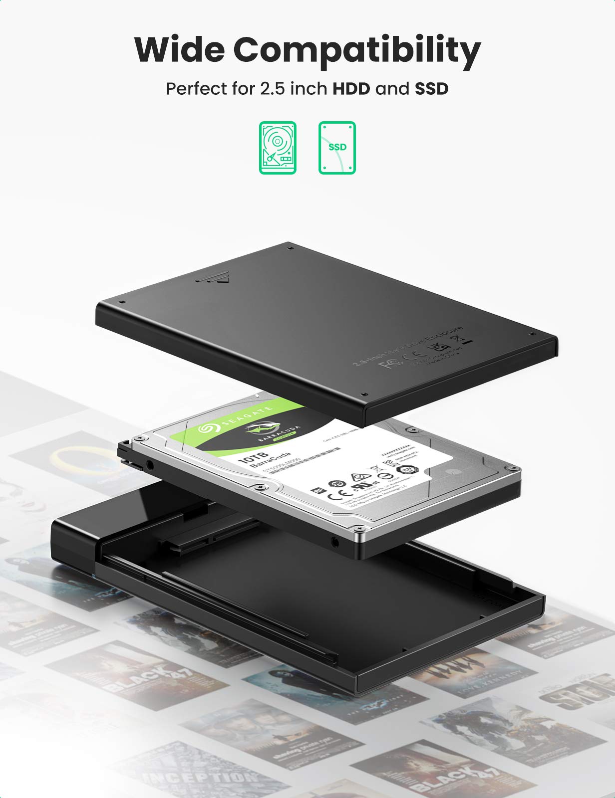 UGREEN 2.5" USB C Hard Drive Enclosure USB 3.0 to SATA III Adapter