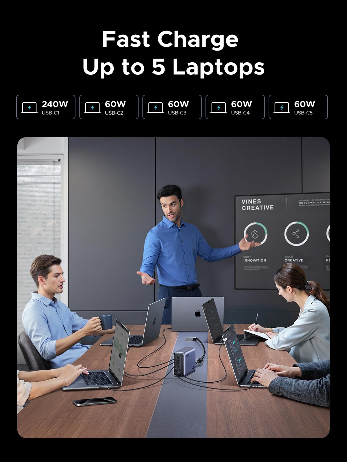 500W six-port GaN desktop fast charging charger