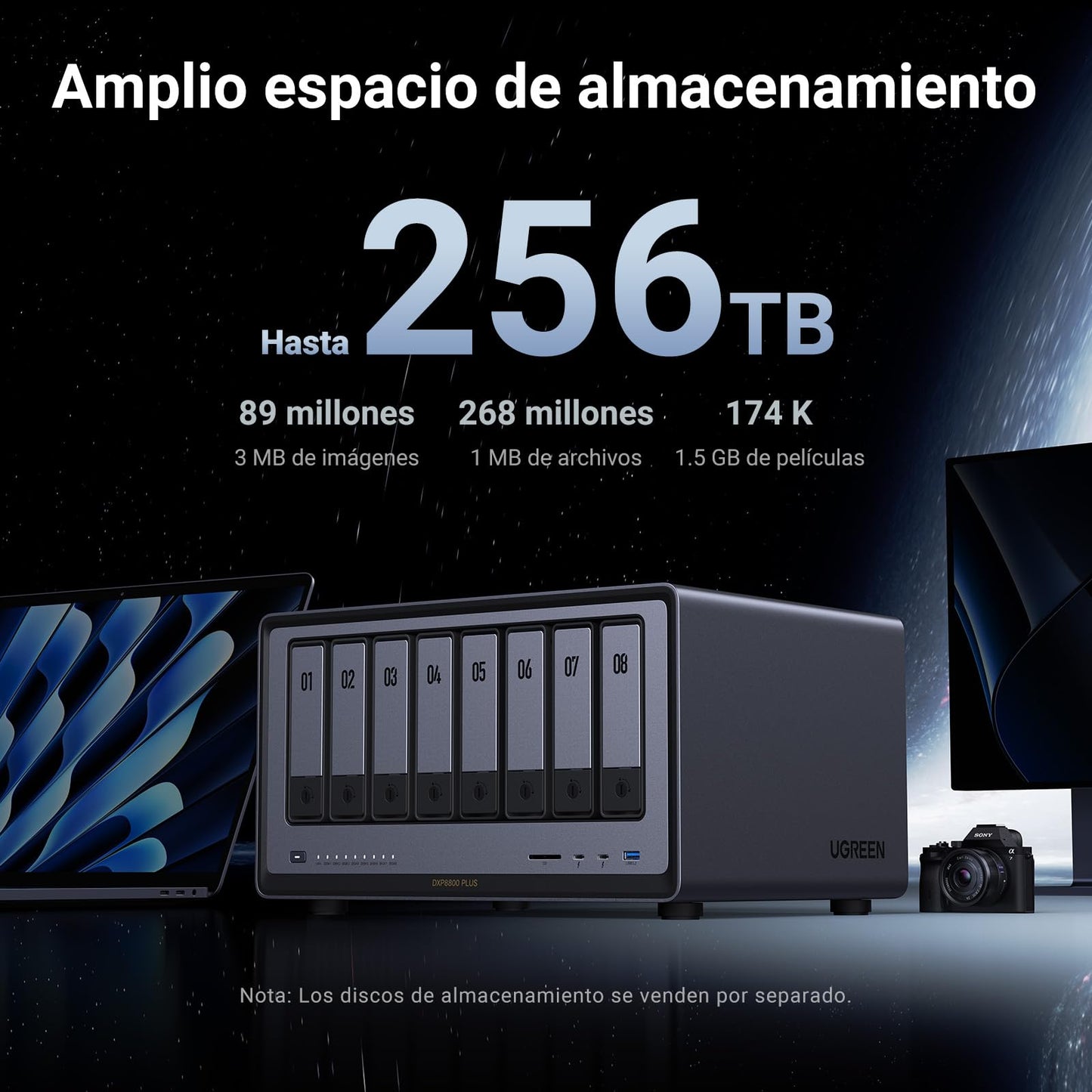 UGREEN NASync DXP8800 Plus, NAS de escritorio de 8 bahías, CPU Intel i5 1235u de 10 núcleos