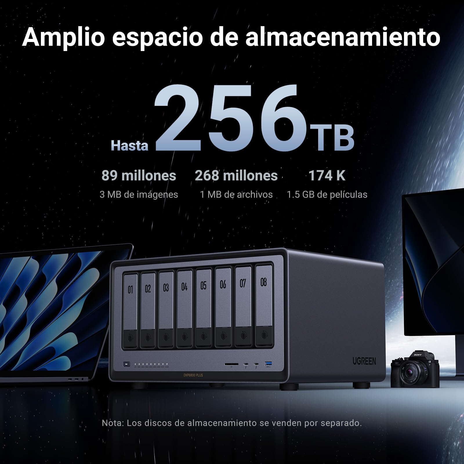 UGREEN NASync DXP8800 Plus, NAS de escritorio de 8 bahías, CPU Intel i5 1235u de 10 núcleos