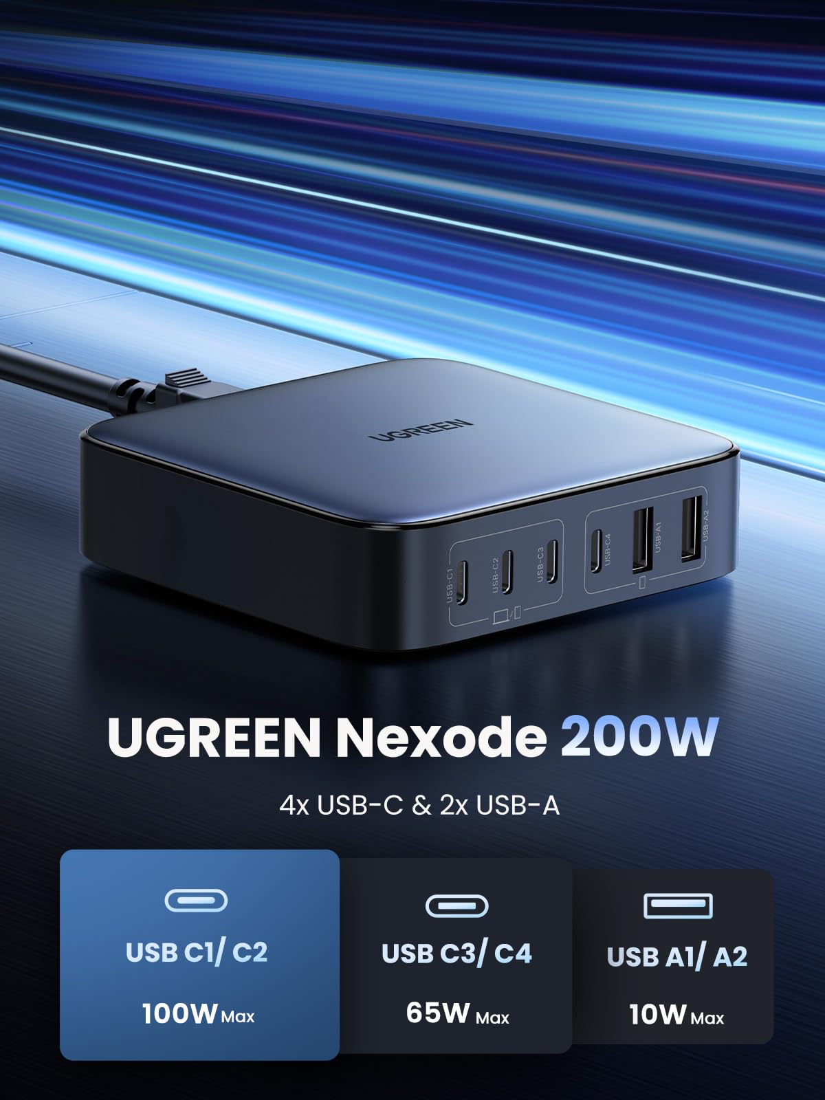 UGREEN Nexode 200W 6-Port Desktop Charger – UGREEN Official Site