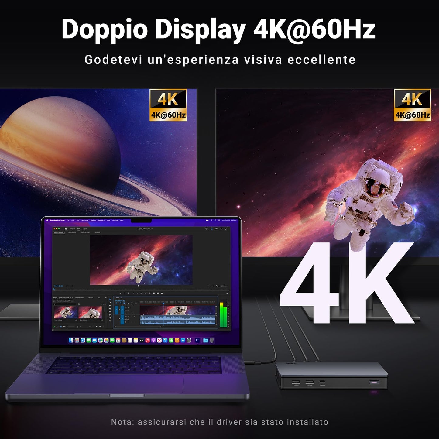 UGREEN Revodok Pro 209 Docking Station 9 In 1 Doppio Schermo 4K60Hz