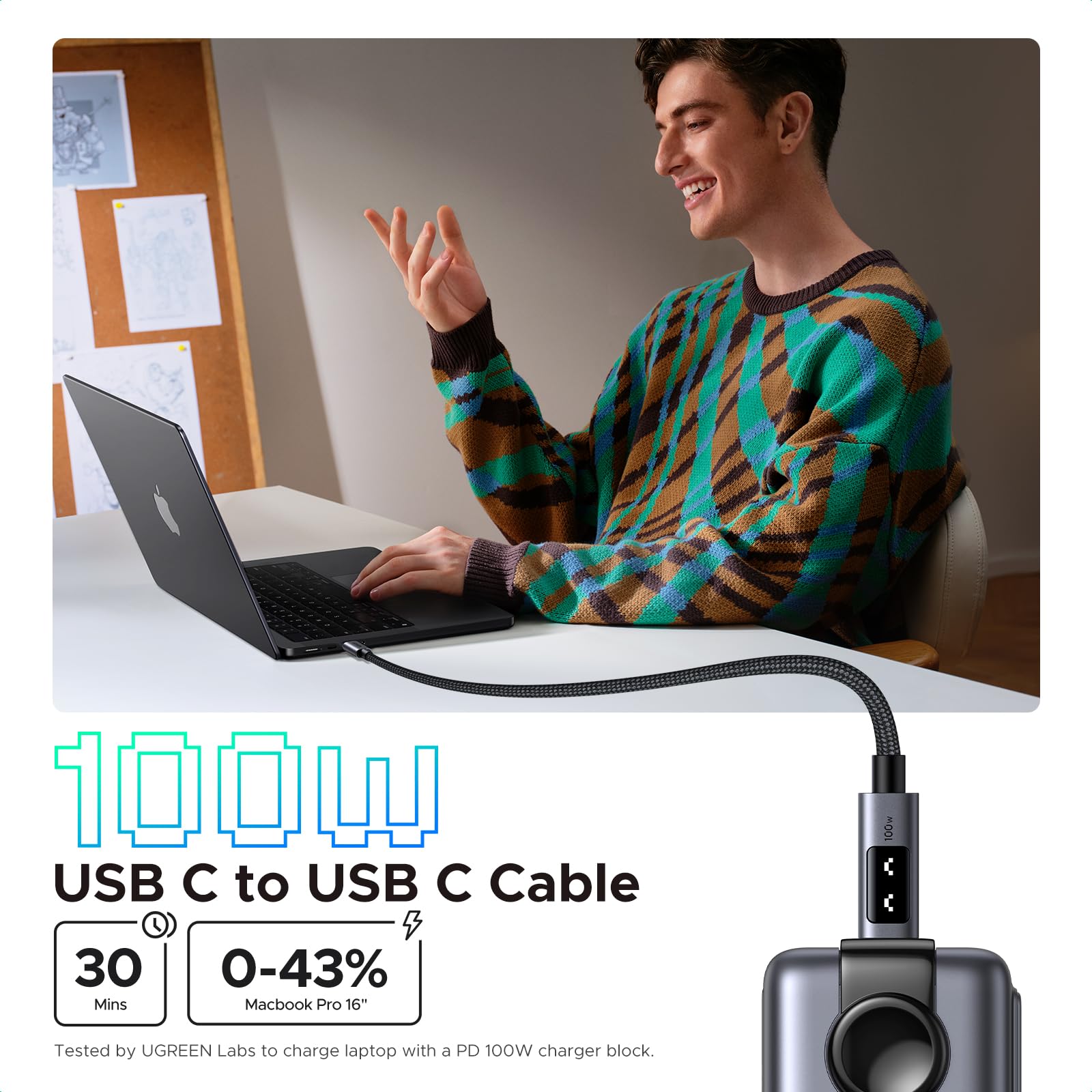 สายชาร์จ UGREEN Uno USB-C to USB-C 100W