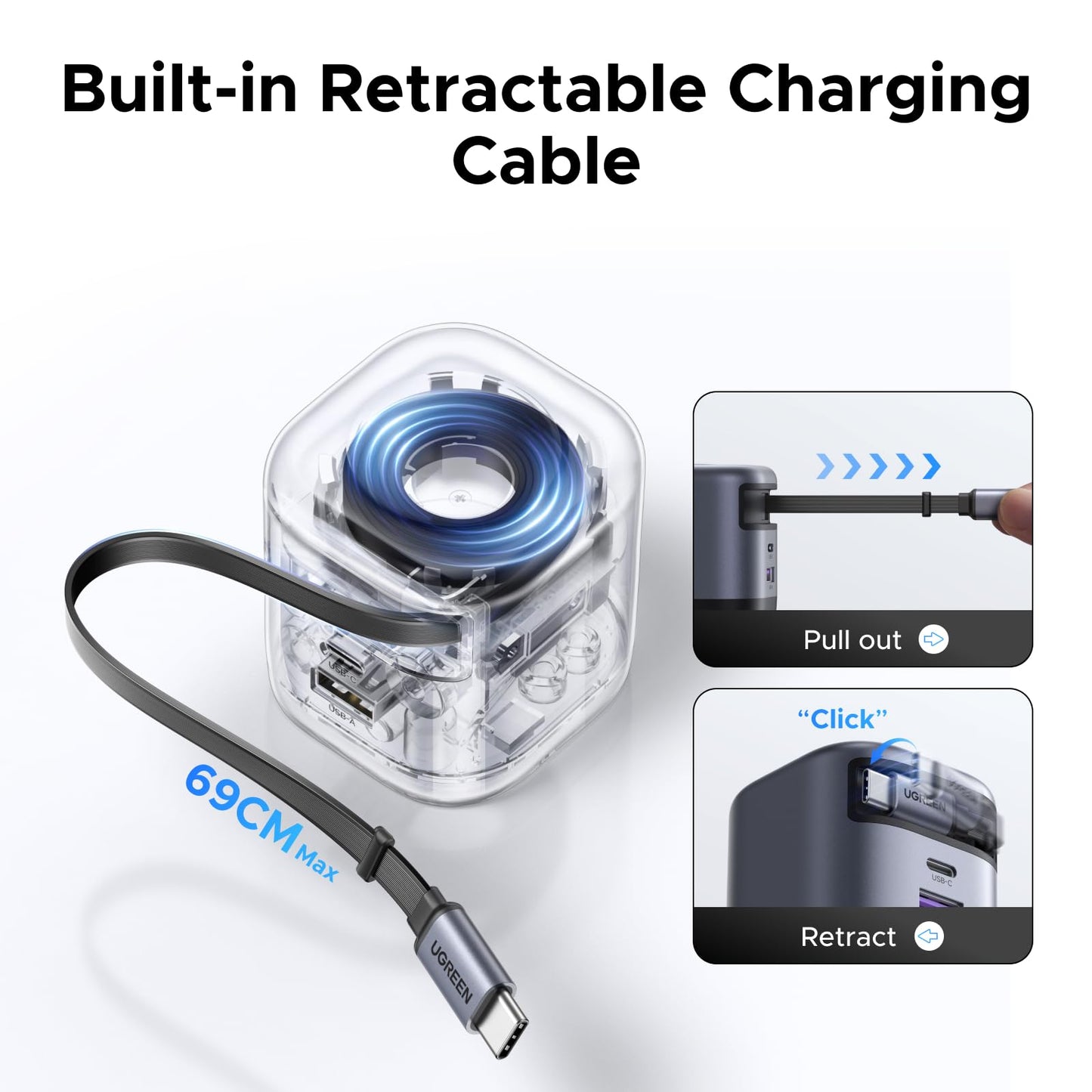 UGREEN Nexode45W Charger with Retractable USB-C Cable