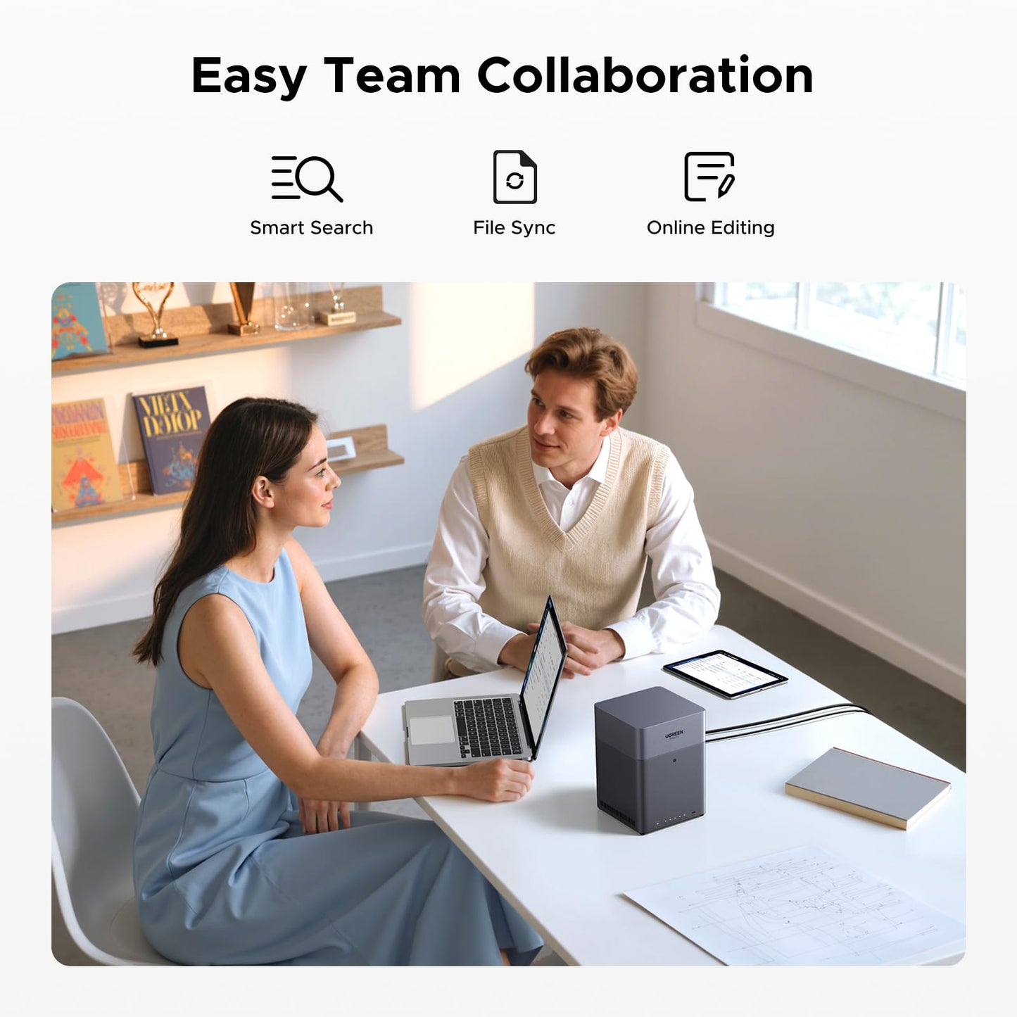 UGREEN Storage Network Attached DH4300 Plus Diskless EU + HDMI Cable