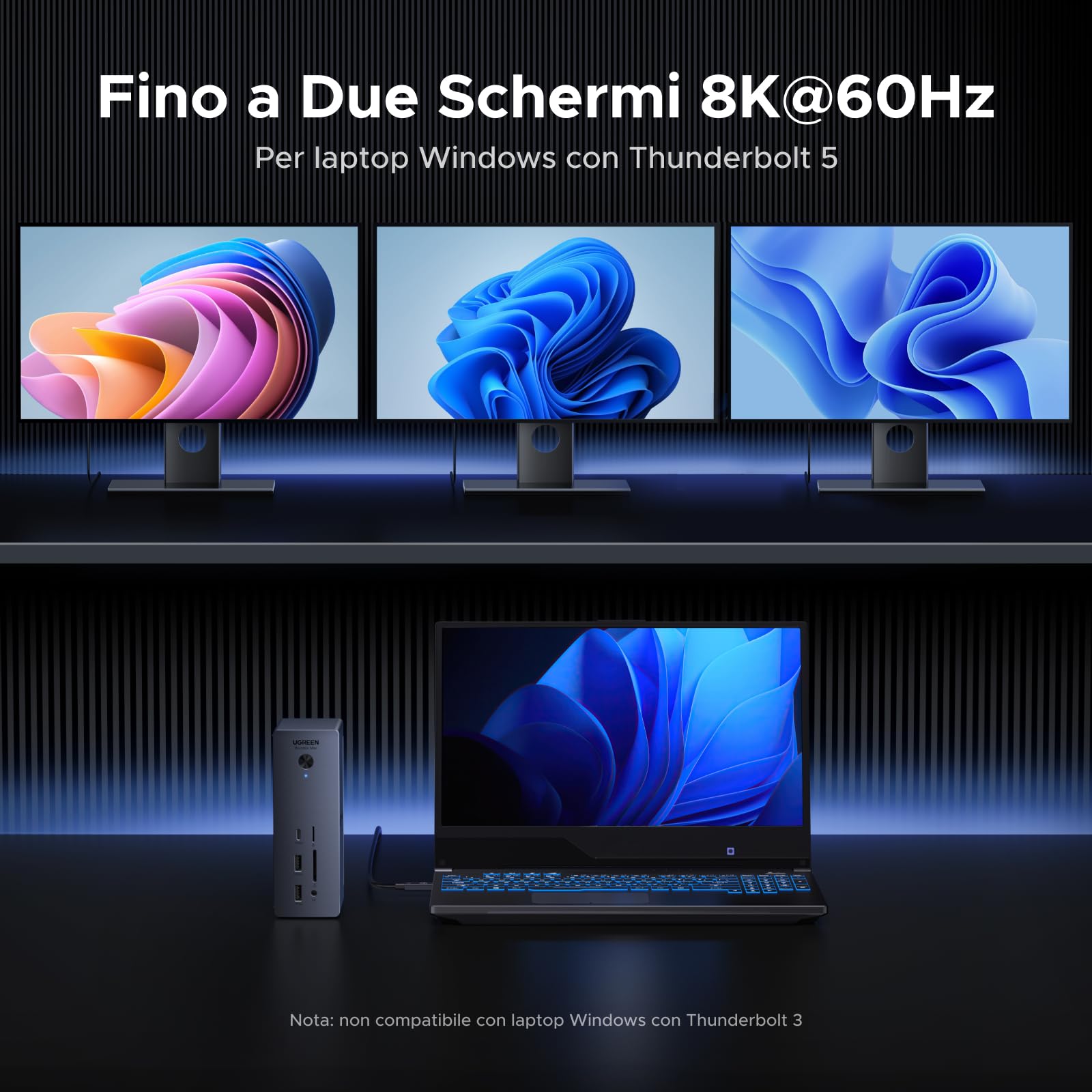 UGREEN Revodok Max 2131 Docking Station Thunderbolt 5 120Gbps Trasferimento Ultra Veloce Dock