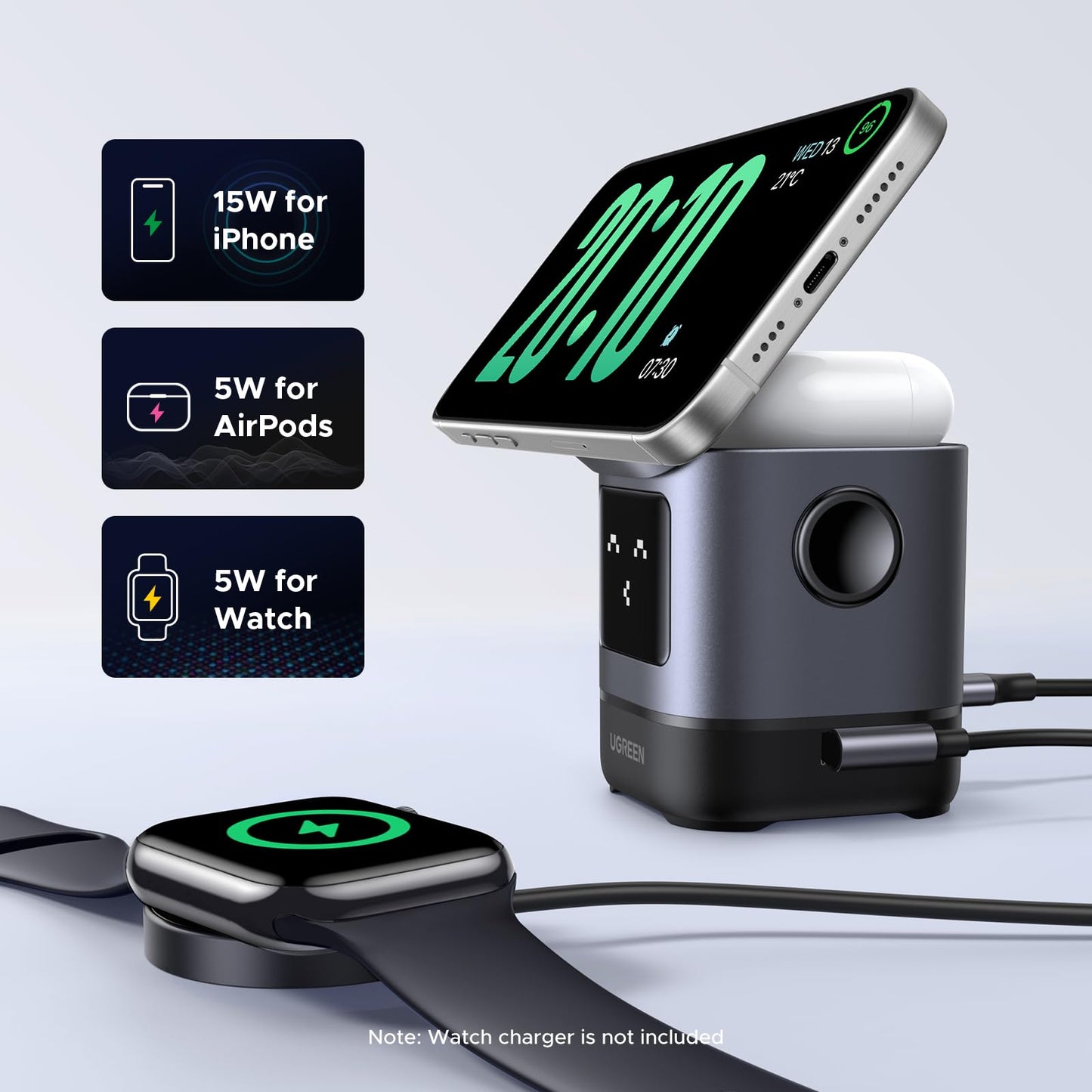 UGREEN Uno 15W 2-in-1 Magnetic Wireless Charger