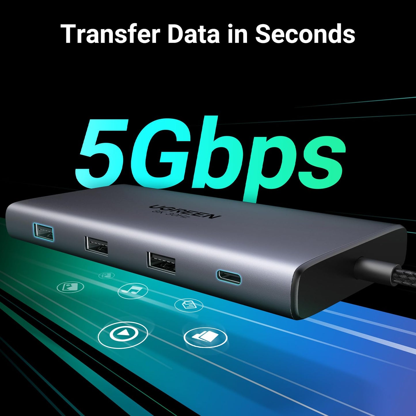 UGREEN Revodok Pro 210 موزع USB-C ‏10 في 1 (منفذ 4K@60Hz ×1، منفذ 8K@30Hz ×1)