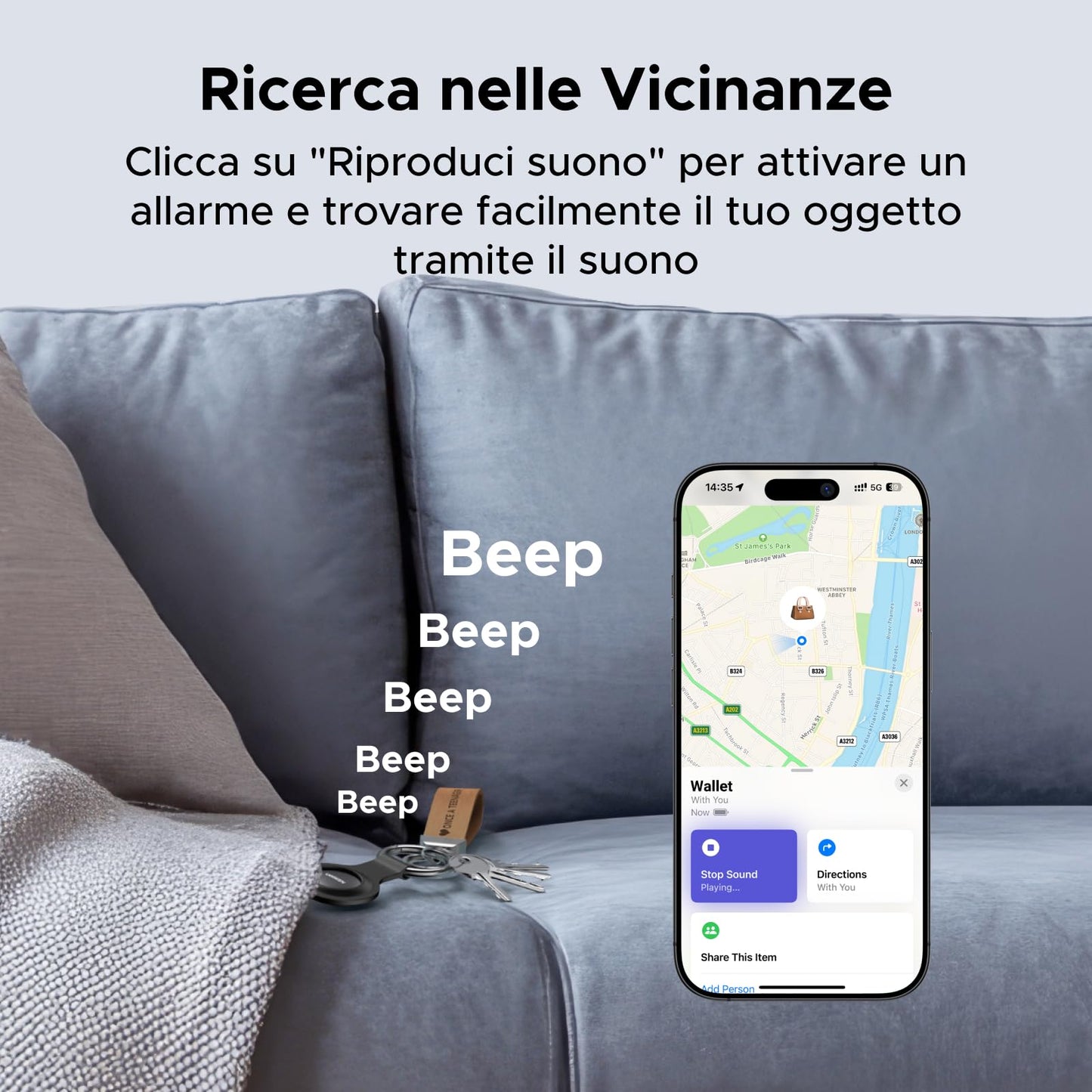 UGREEN FineTrack Mini Tag Localizzatore Bluetooth SmartTag Tracker Supporta iOS Batteria da 18 Mesi Tracker