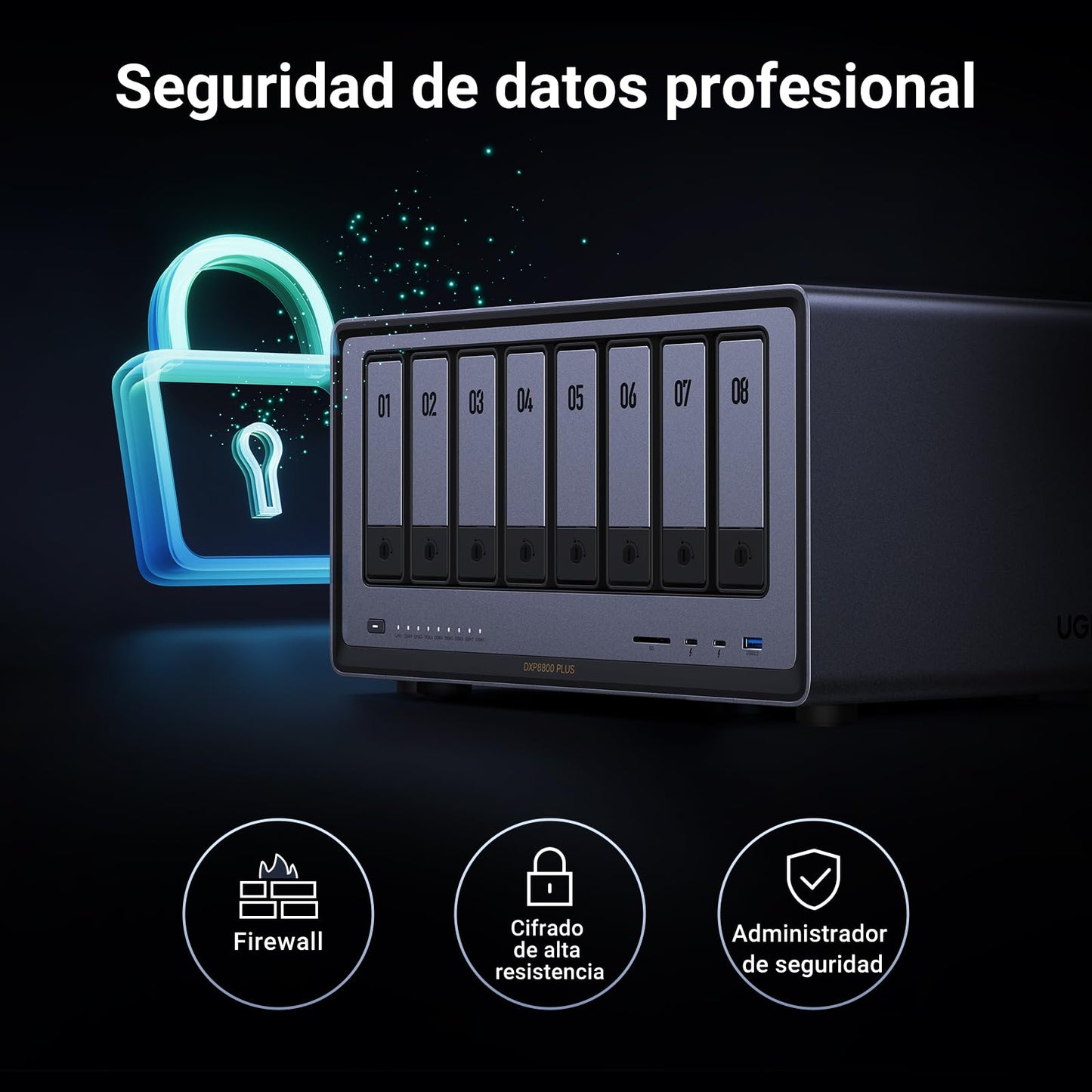 UGREEN NASync DXP8800 Plus, NAS de escritorio de 8 bahías, CPU Intel i5 1235u de 10 núcleos