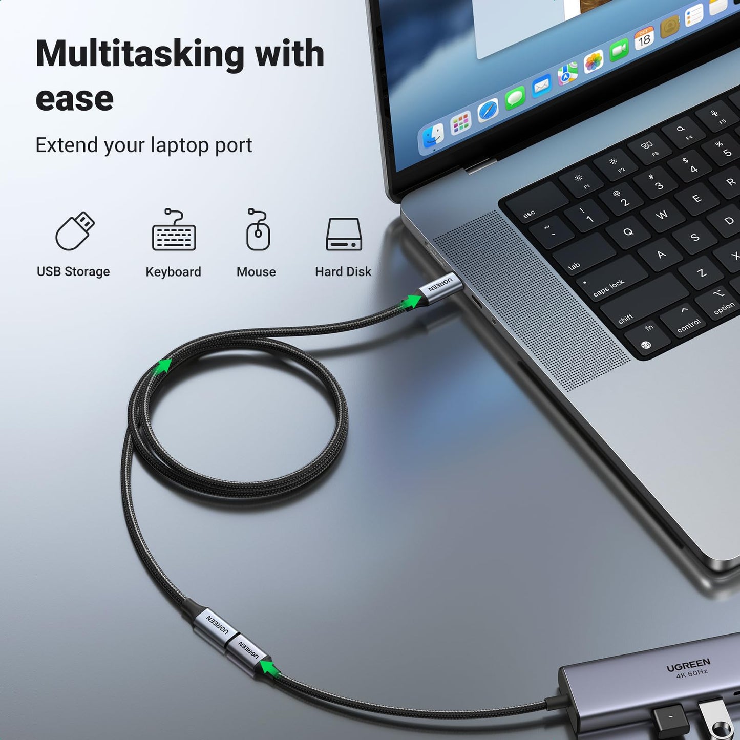 UGREEN USB C Extension Cable USB 3.2 Gen 2 10Gbps, 3FT