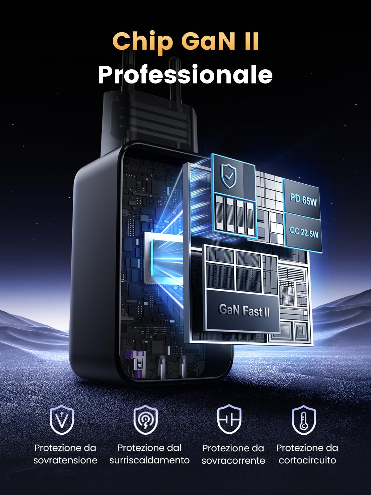 UGREEN Nexode 65W Caricatore USB C con 3 Porte di Ricarica Rapida