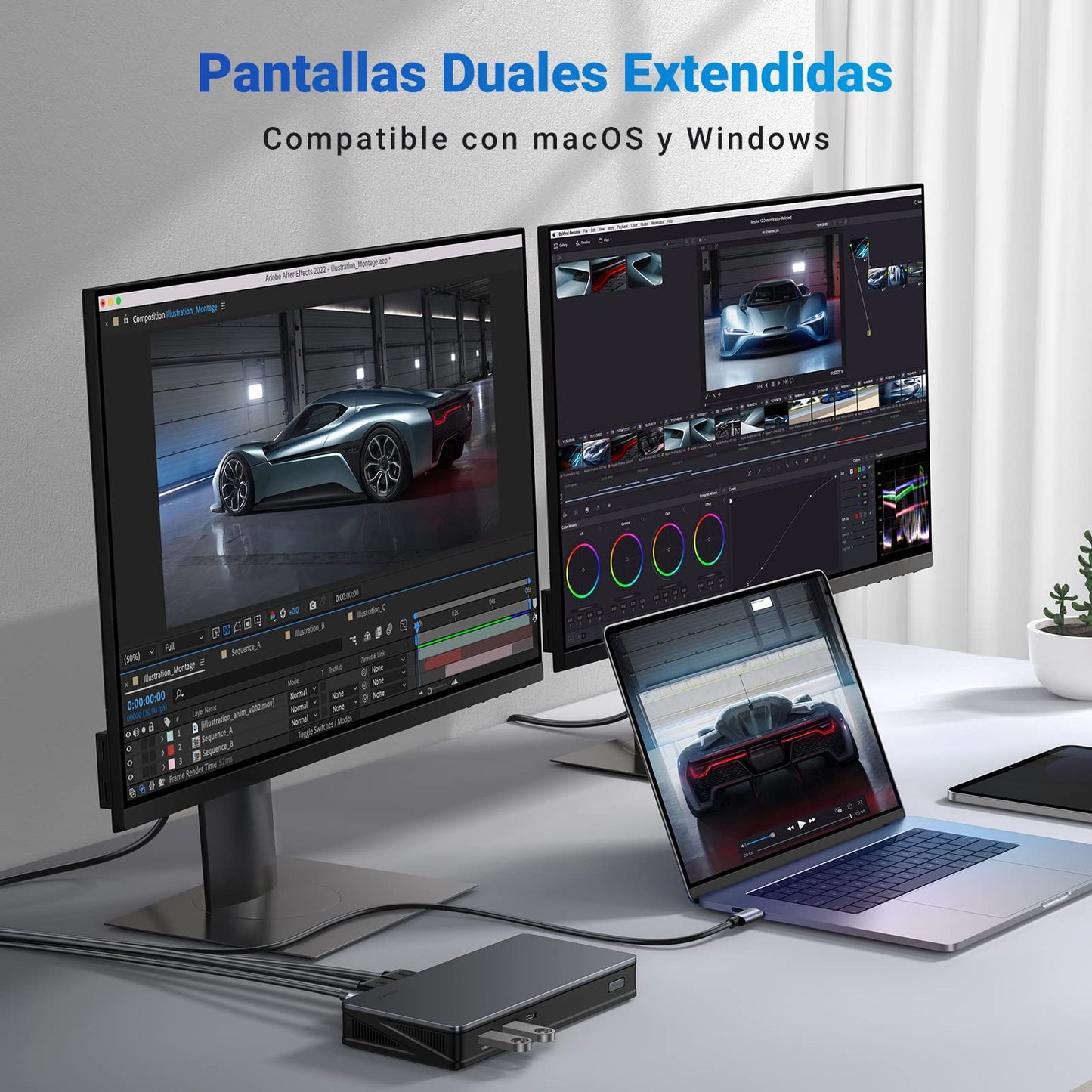 UGREEN Revodok Pro 209 10Gbps Docking Station USB C DisplayLink 9 En 1 Doble Pantalla