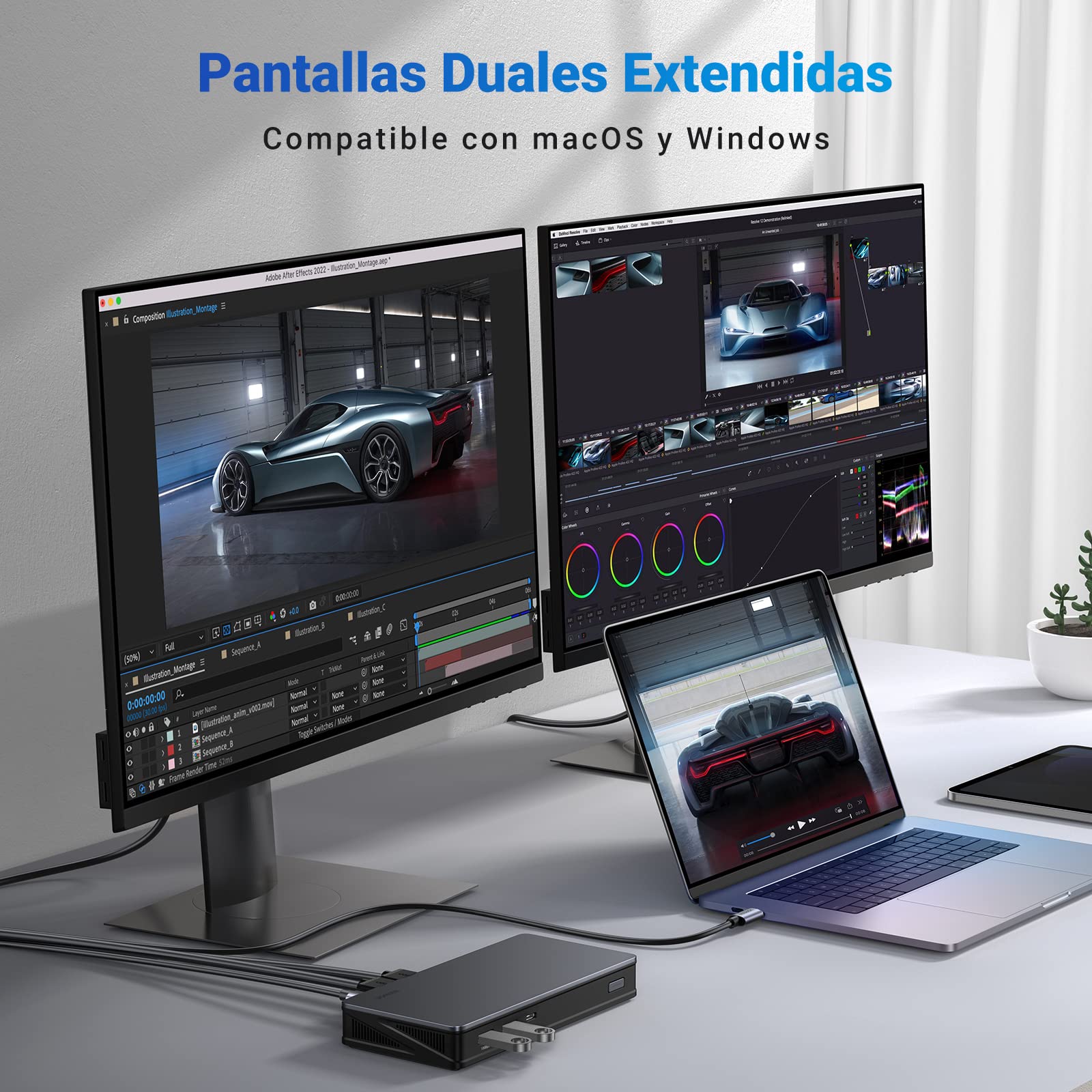 UGREEN Revodok Pro 209 10Gbps Docking Station USB C DisplayLink 9 En 1 Doble Pantalla