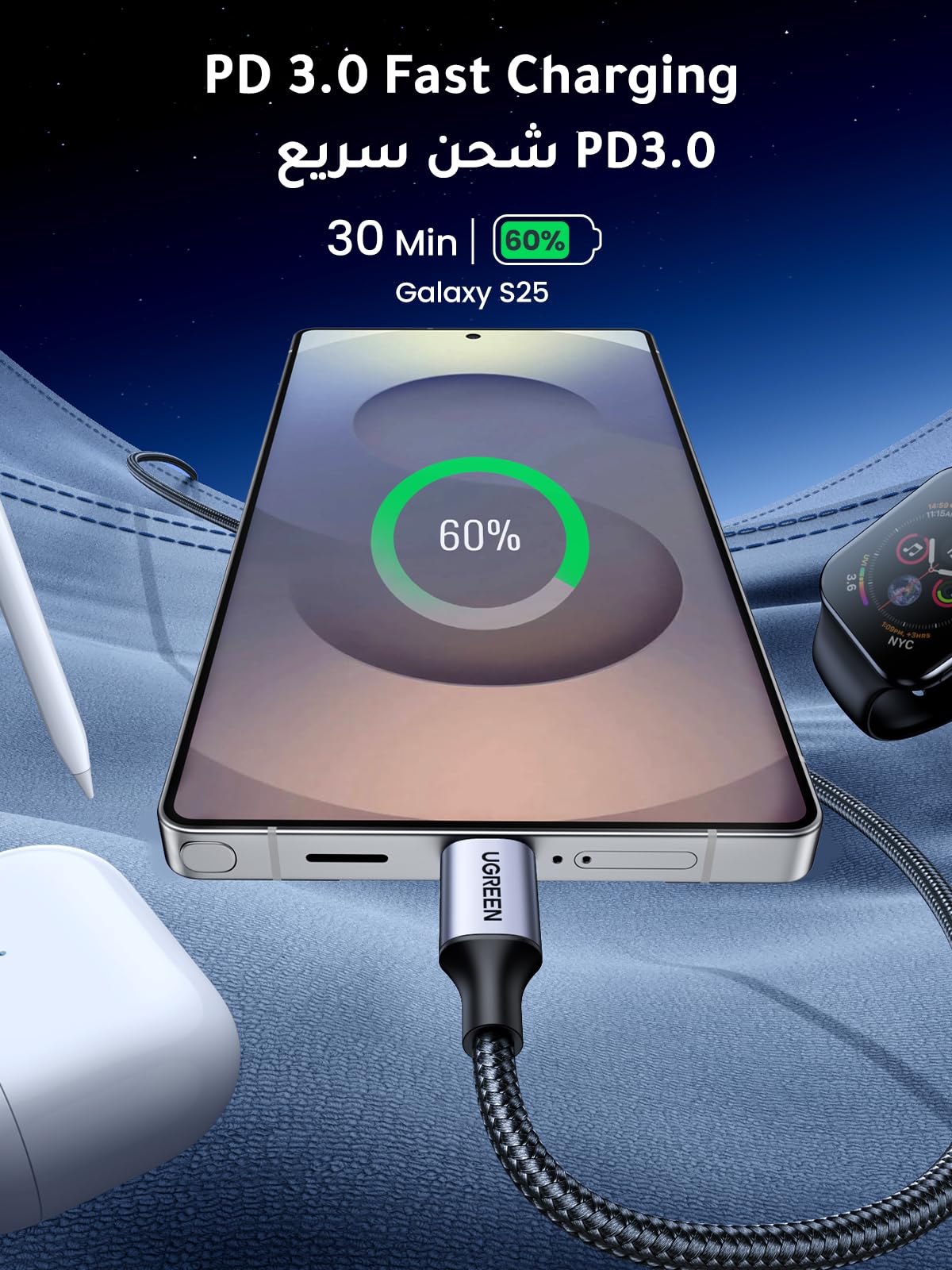 UGREEN Cable USB-C 60W 480 Mbps