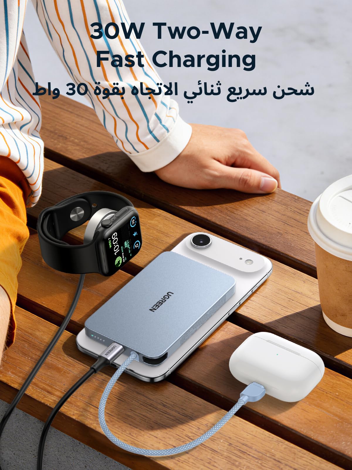 باور بانك يوجرين ماج فلو إير المغناطيسي بسعة 10000mAh وقدرة 15 واط – أزرق نجمي