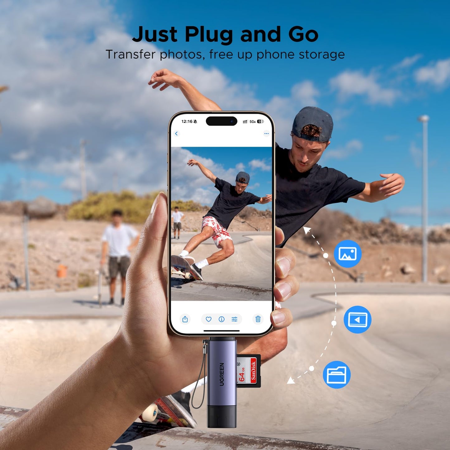 UGREEN USB-C + USB-A TF/SD 3.0 Kart Okuyucu
