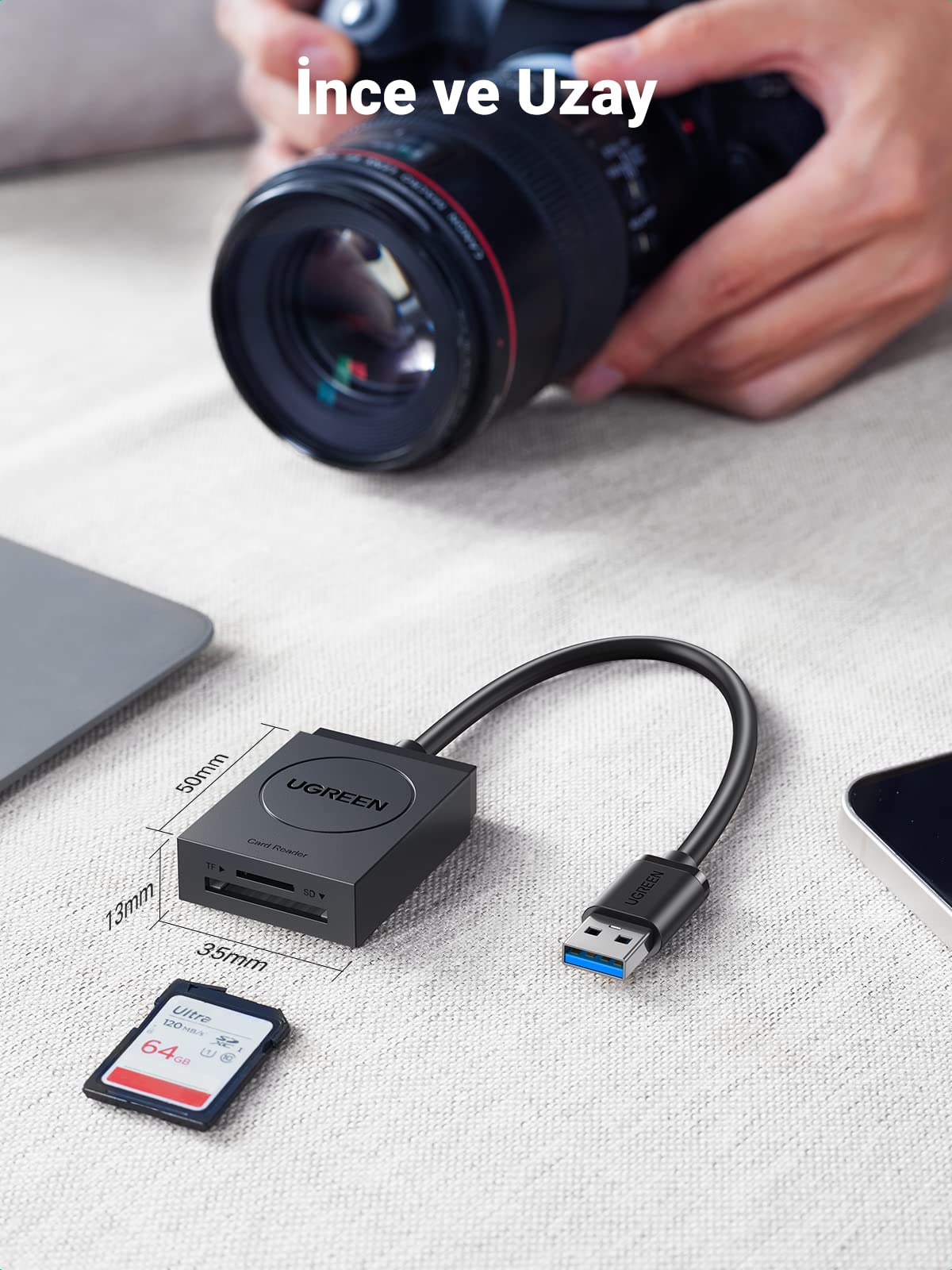 UGREEN 2’si 1 Arada USB 3.0 Kart Okuyucu