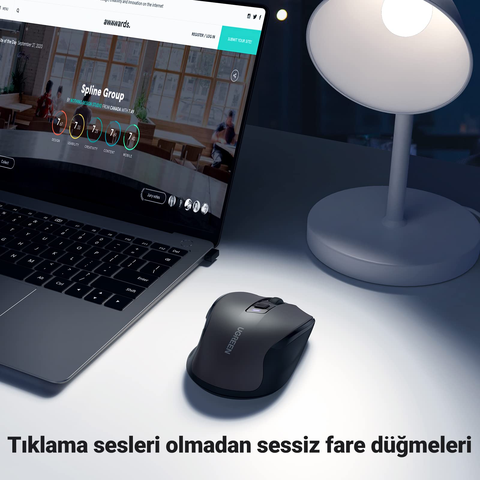 UGREEN Ergonomik Kablosuz Mouse 2.4G