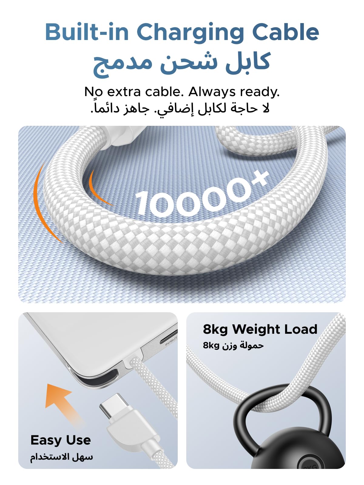 باور بانك يوجرين ماج فلو إير المغناطيسي بسعة 10000mAh وقدرة 15 واط – أبيض قمري