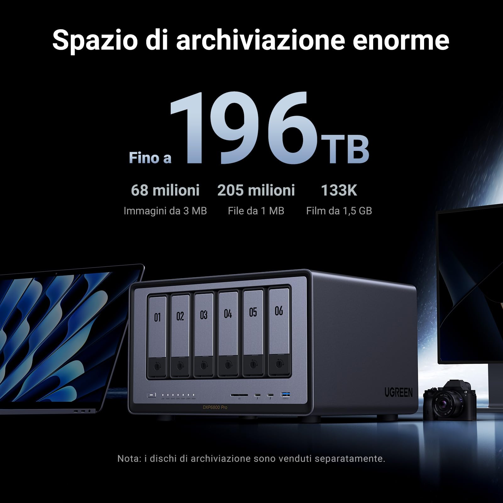 UGREEN NASync DXP6800 Pro, NAS desktop a 6 bay, CPU Intel i5 1235u 10-Core