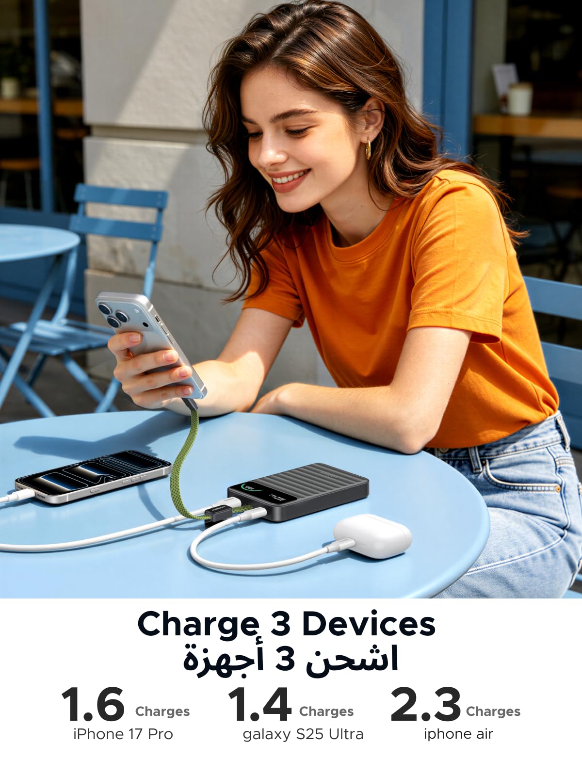 UGREEN Nexode Power Bank 10000mAh 45W with Built-in USB-C Cable Smart Display