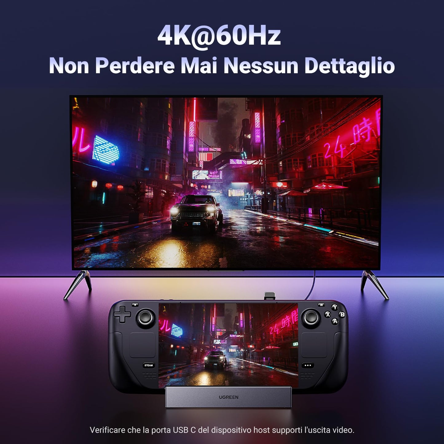 UGREEN Hub USB C HDMI 4K 60Hz Dock Steam Deck ROG Ally Adattatore Type C 3.2 10Gbps