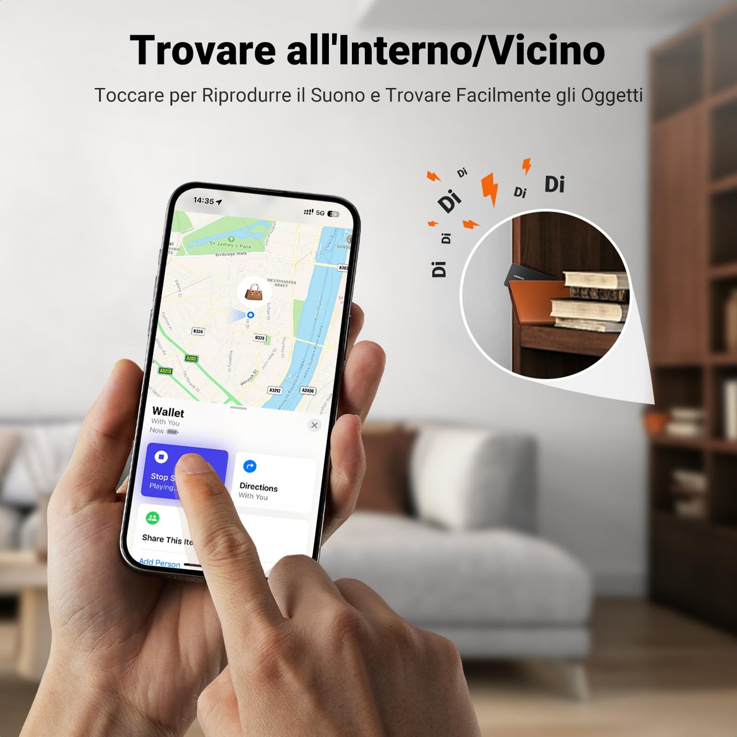 UGREEN FineTrack Slim Smart Finder Localizzatore Supporto iOS Tracker Bluetooth Card Scheda Localizzazione