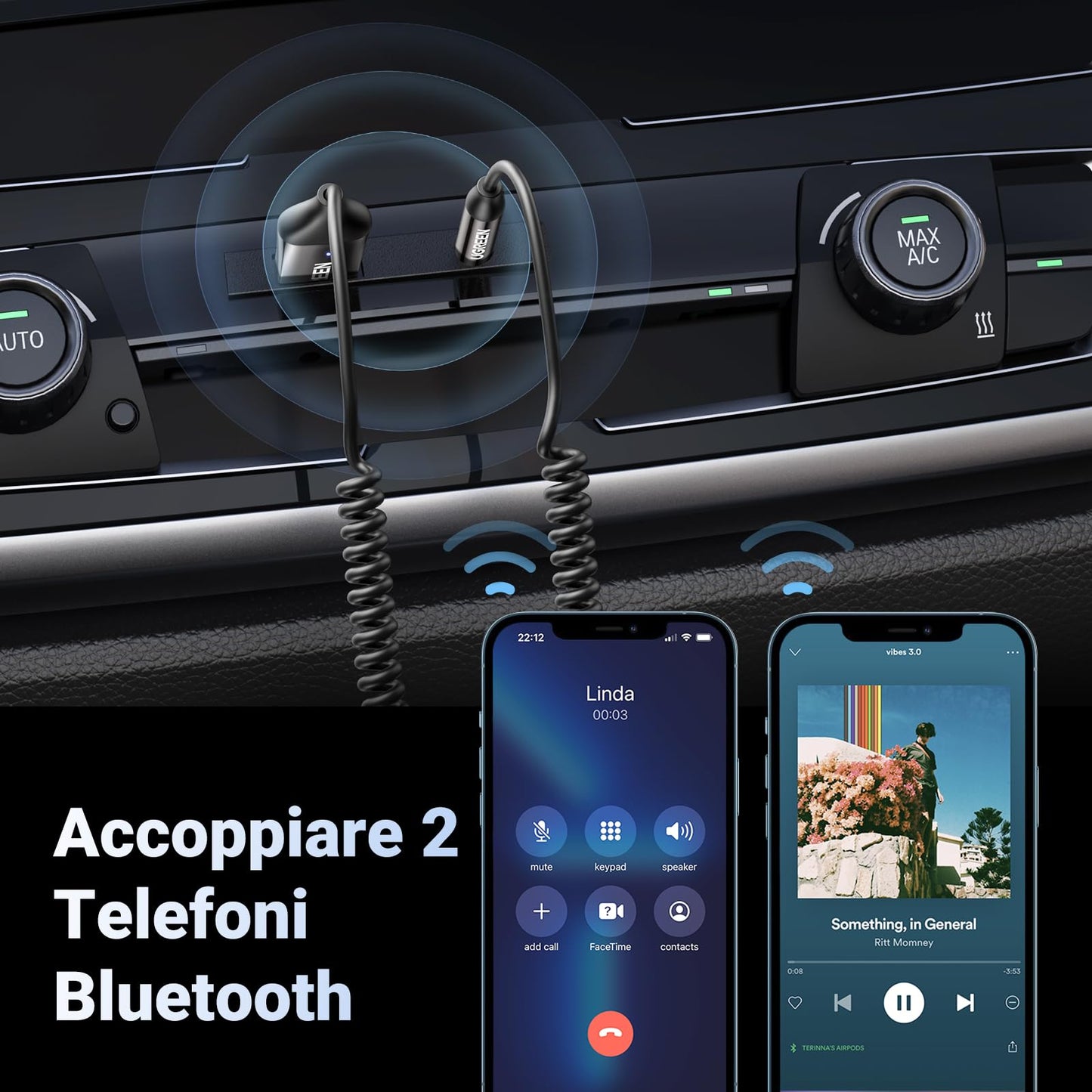 UGREEN Ricevitore Bluetooth 5.4 con Jack AUX da 3,5mm