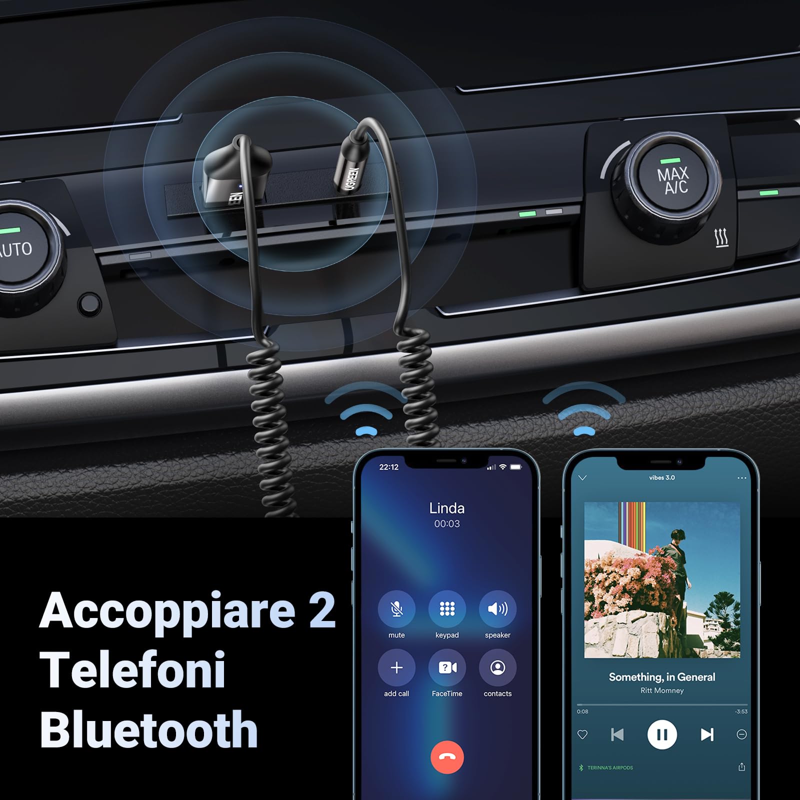 UGREEN Ricevitore Bluetooth 5.4 con Jack AUX da 3,5mm