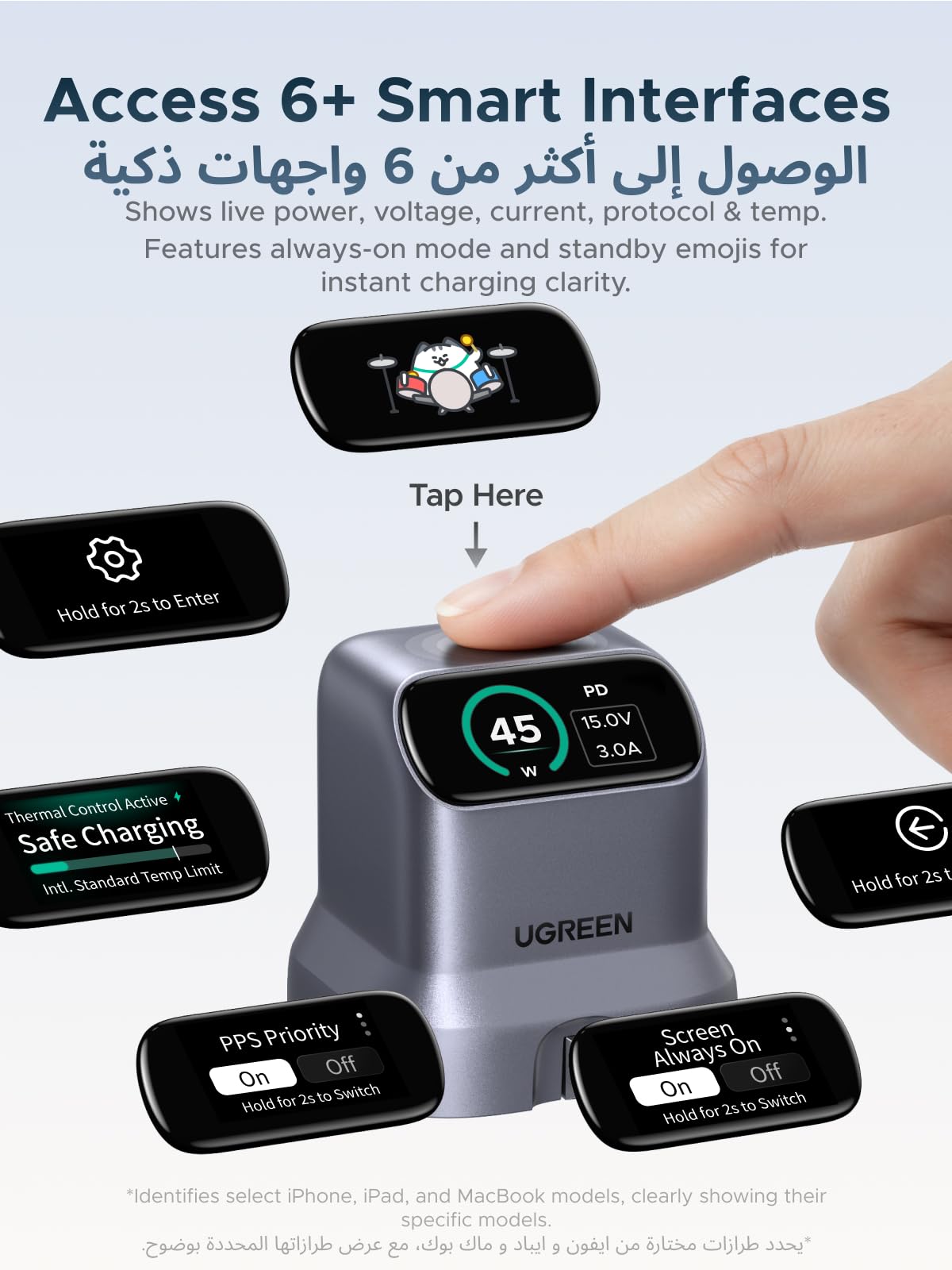 UGREEN Nexode Pro 45W USB-C Charger with Smart Display, GaN Fast Charger