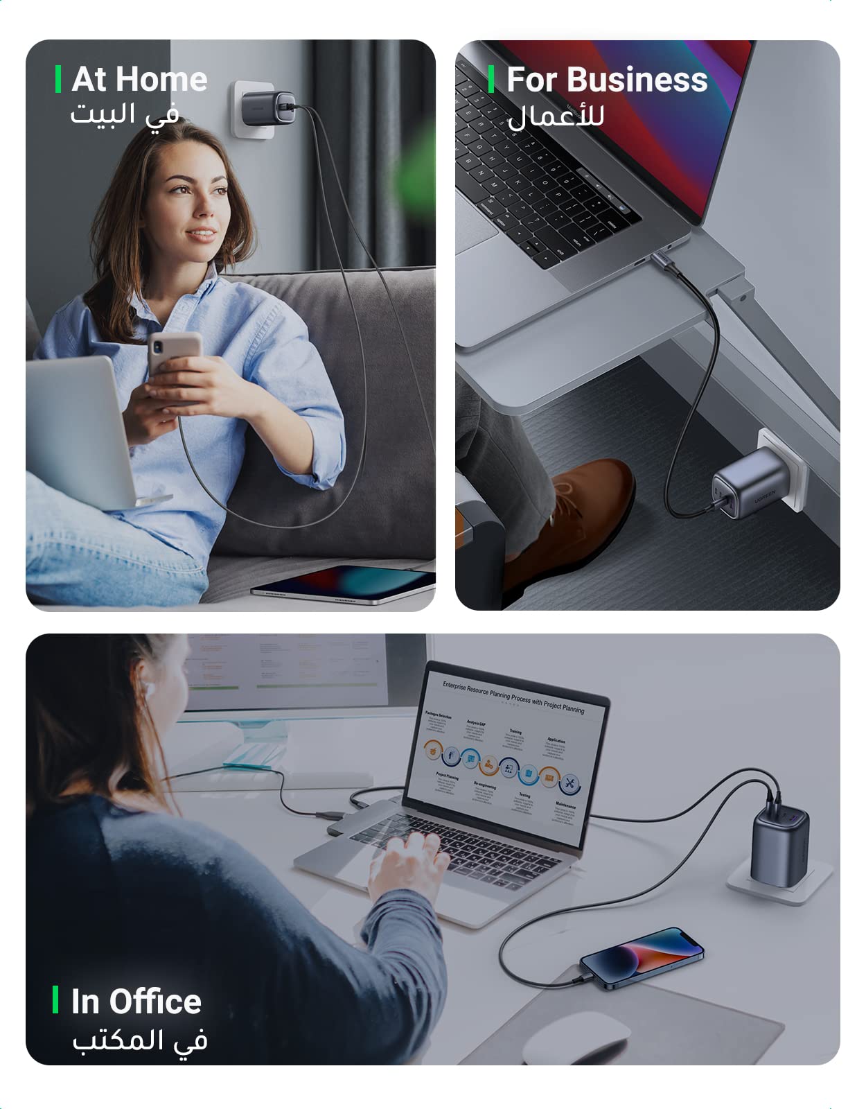 UGREEN Nexode شاحن GaN سريع أربعة منافذ 100 واط