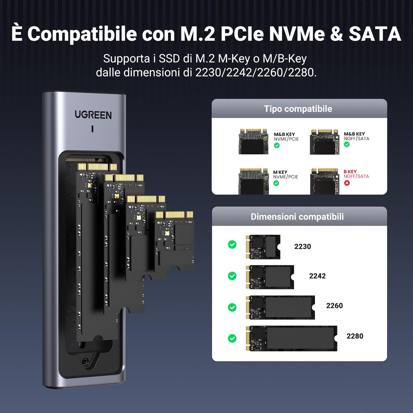 UGREEN Case SSD M.2 NVMe NGFF USB C 3.2 Gen 2