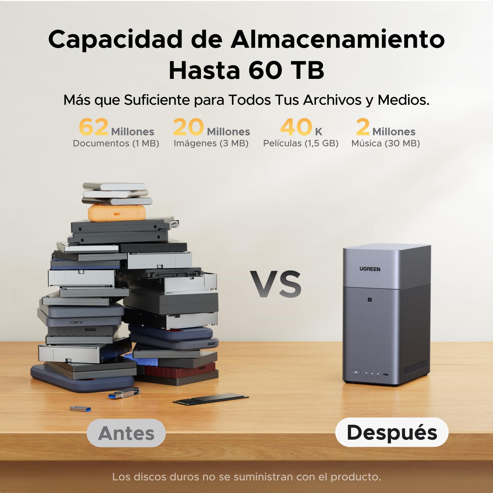 UGREEN NASync DH2300 NAS de Escritorio 2 Bahías, 4GB RAM, Conexión