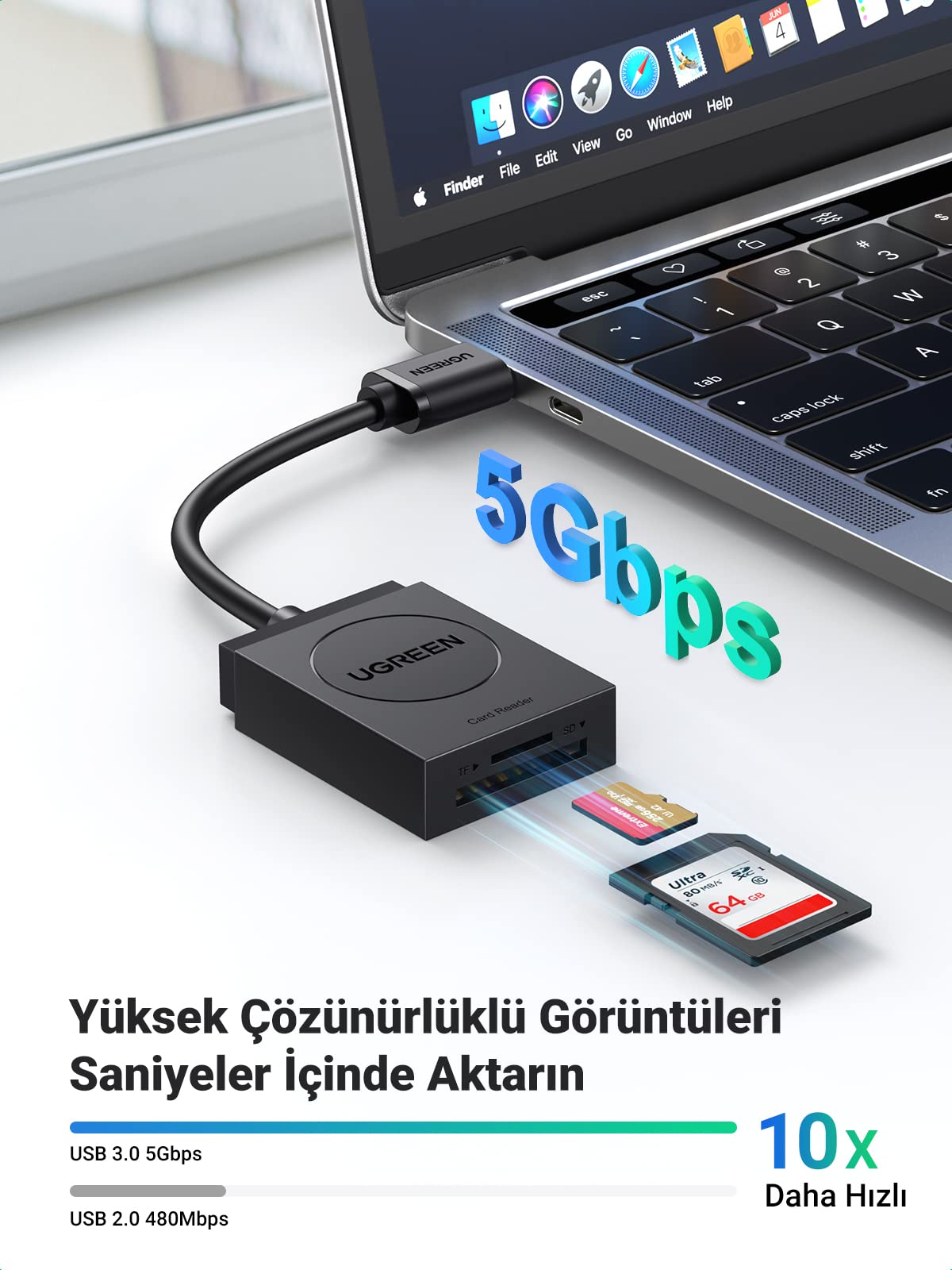 UGREEN 2’si 1 Arada USB 3.0 Kart Okuyucu