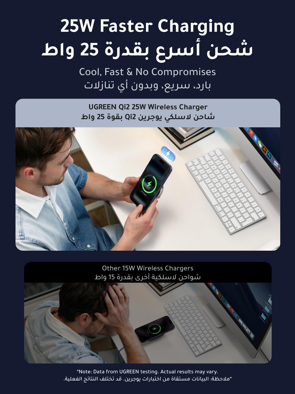 لوحة شحن مغناطيسي لاسلكي UGREEN MagFlow Pro 25W