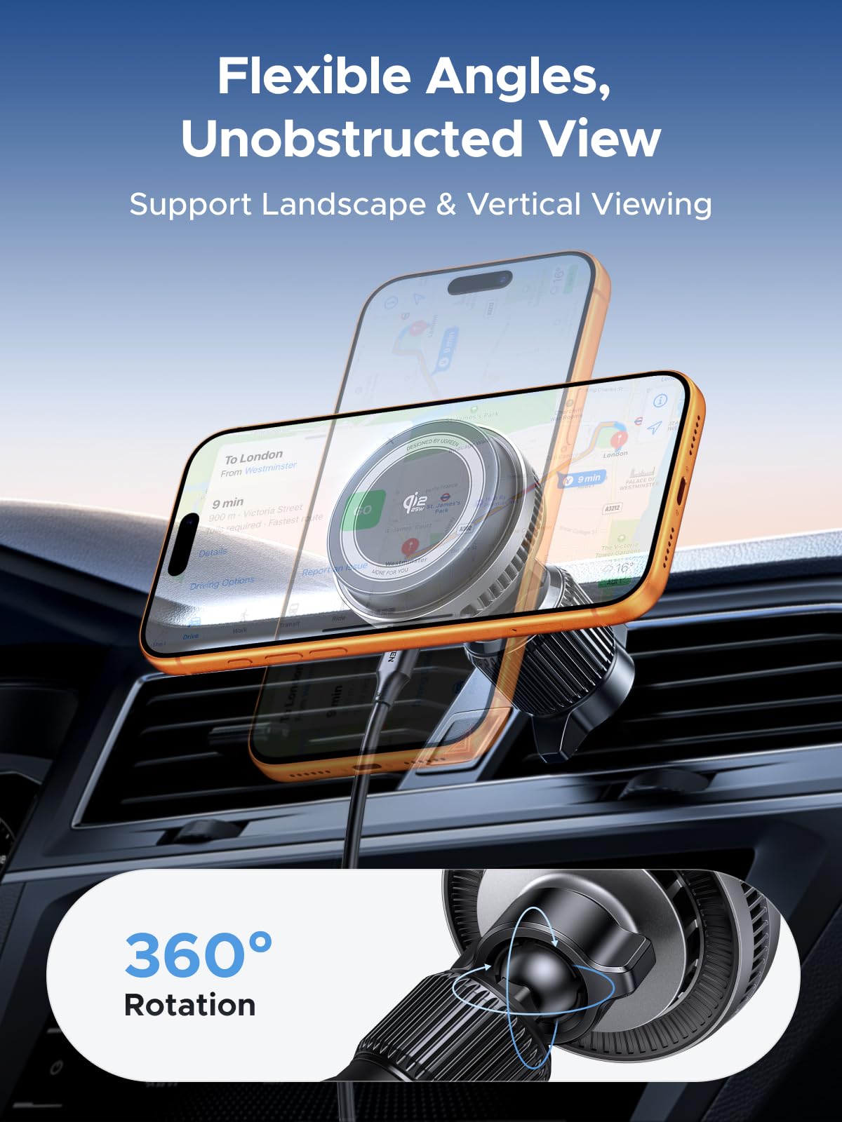 UGREEN MagFlow Pro Magnetic Wireless Car Charger 25W