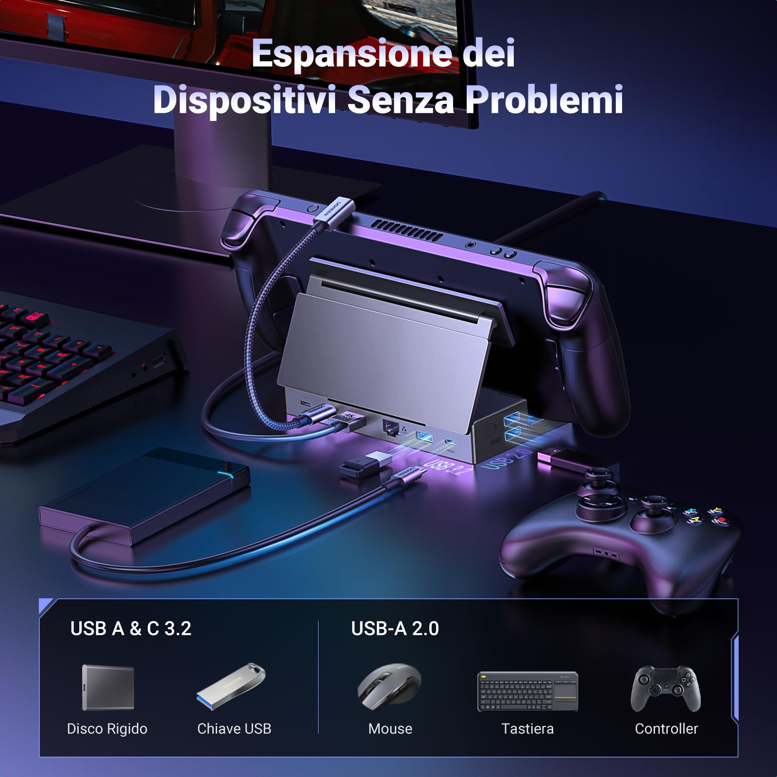 UGREEN Hub USB C HDMI 4K 60Hz Dock Steam Deck ROG Ally Adattatore