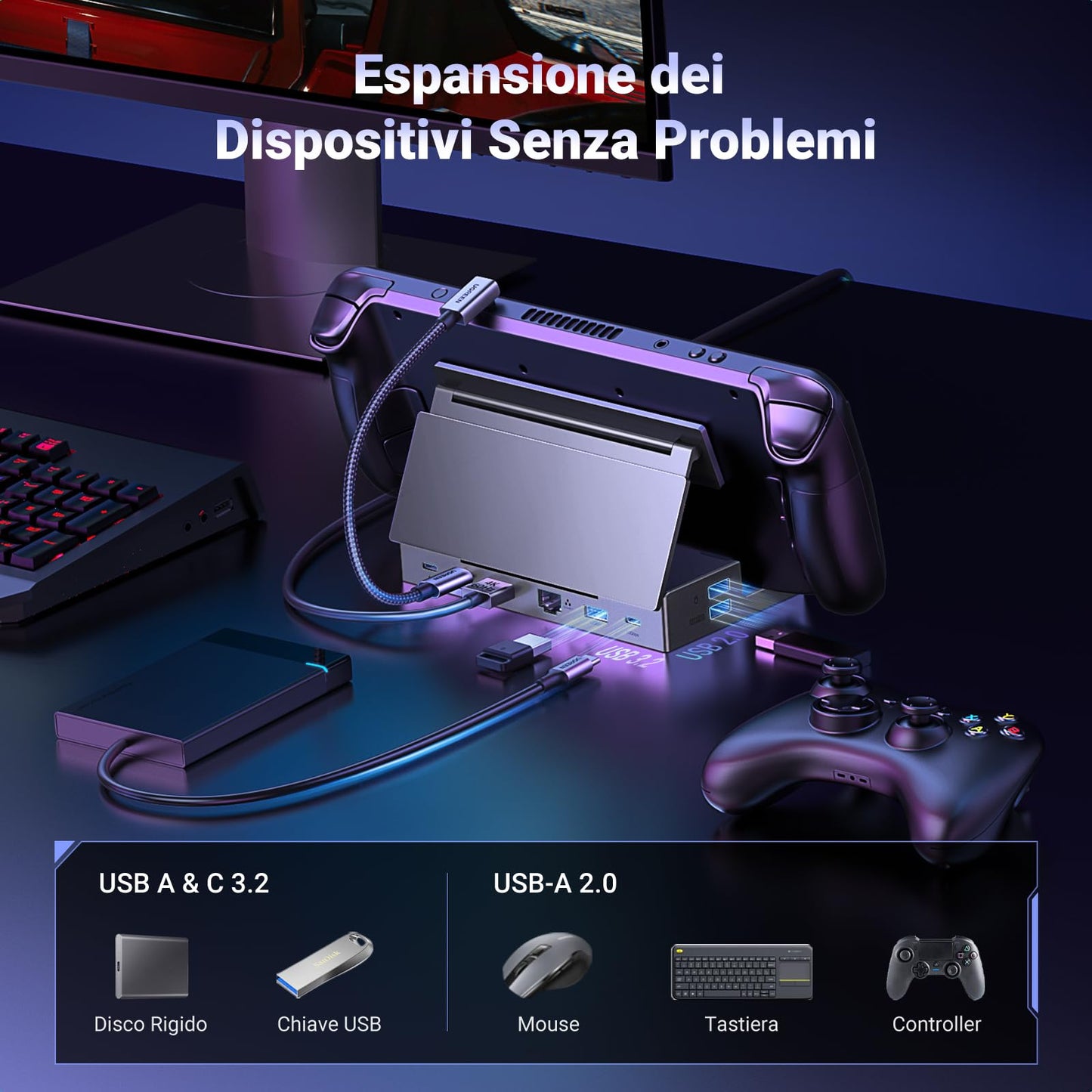 UGREEN Hub USB C HDMI 4K 60Hz Dock Steam Deck ROG Ally Adattatore Type C 3.2 10Gbps
