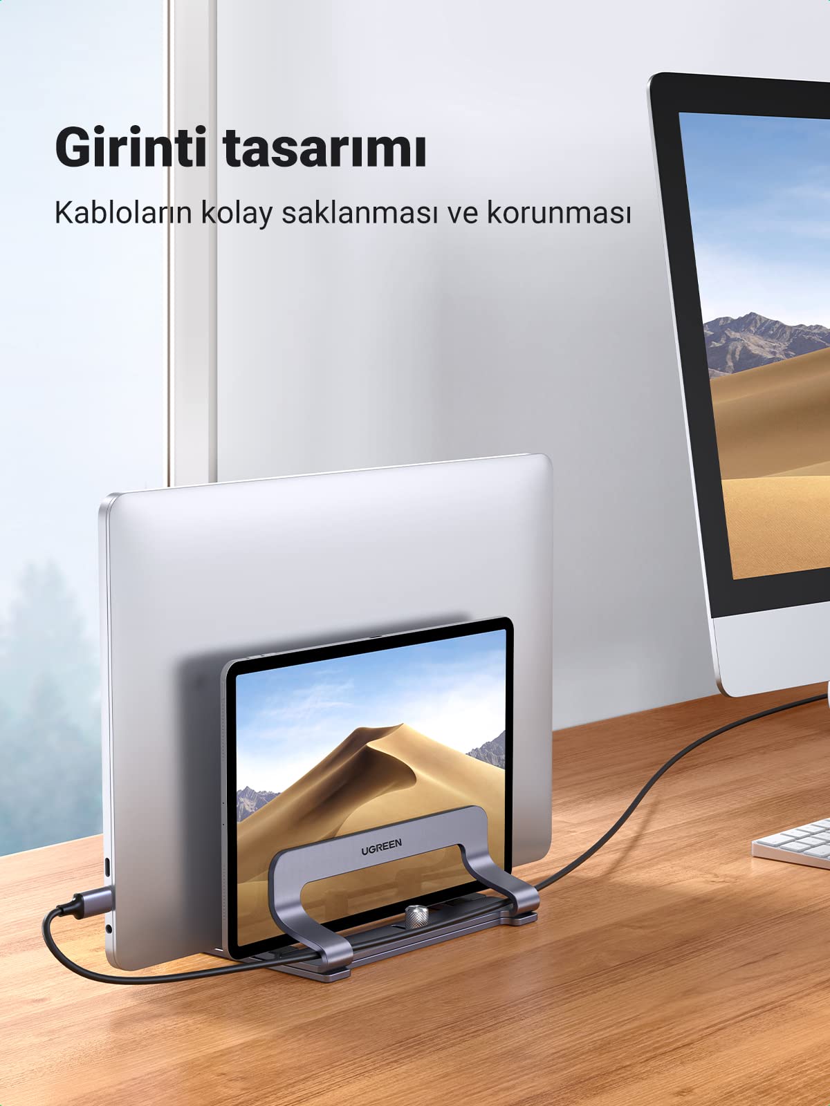UGREEN Dikey Laptop Standı (Çift Yuvalı)