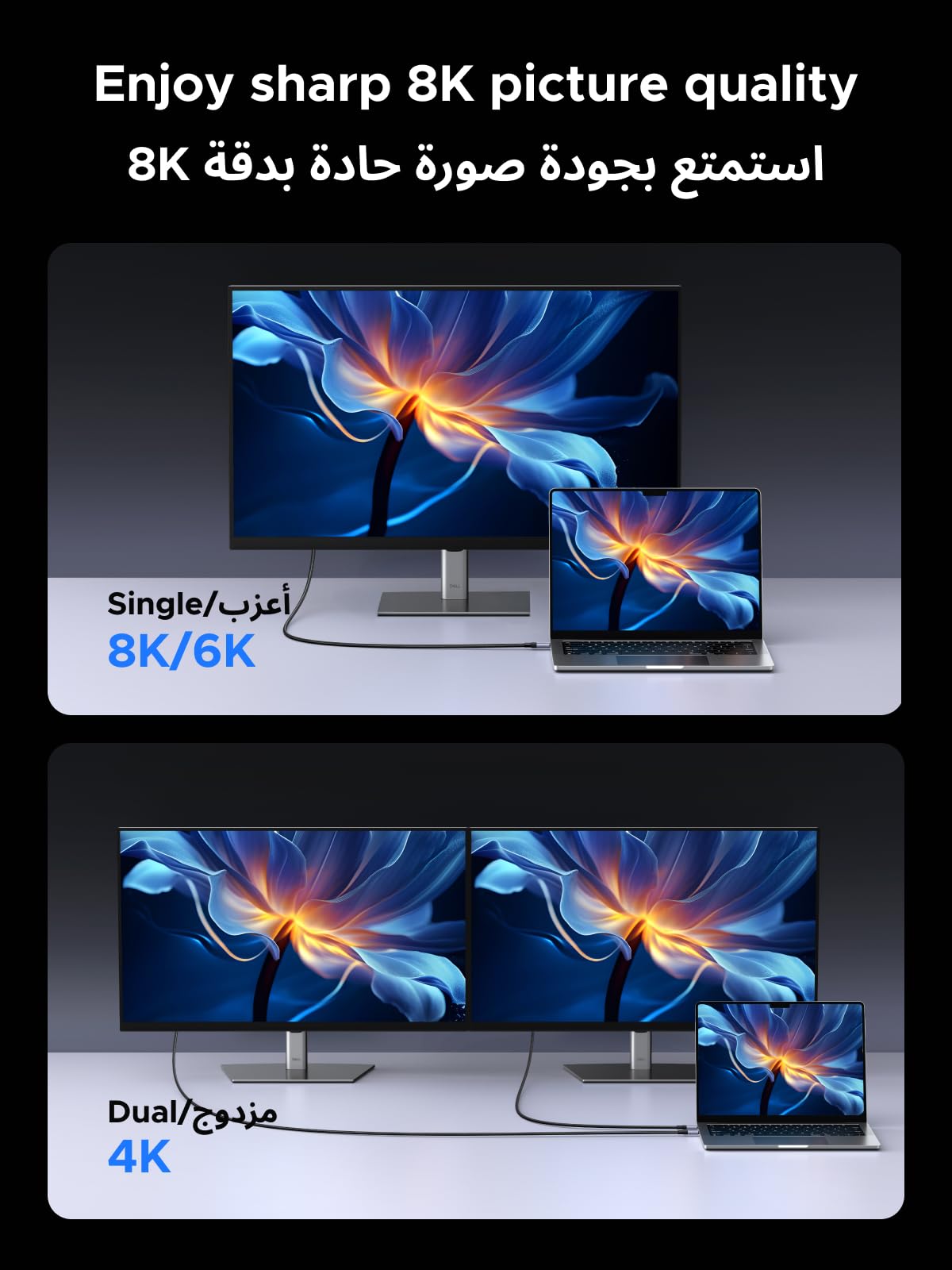 UGREEN كابل USB-C بقدرة 240 واط Gen3 بسرعة 40Gbps