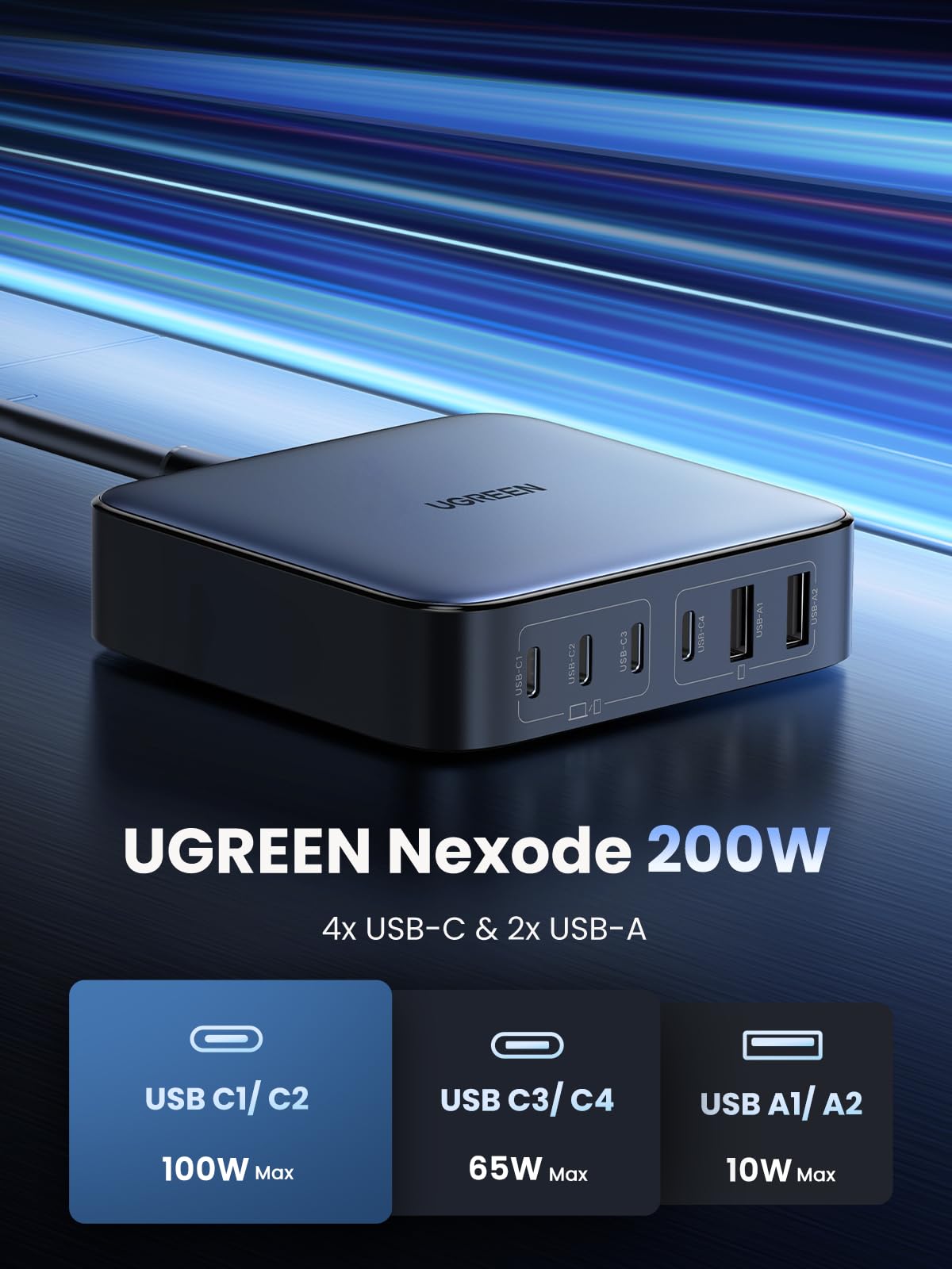 UGREEN Nexode شاحن أربعة منافذ 100 واط