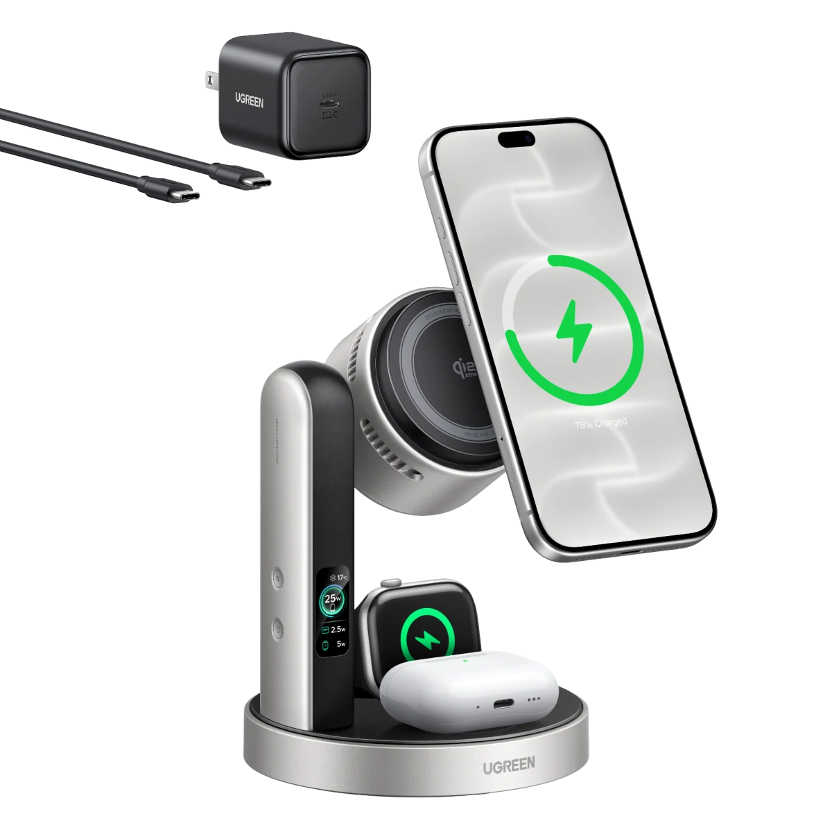 UGREEN MagFlow Pro 3-in-1 Magnetic Wireless Charging Stand 25W